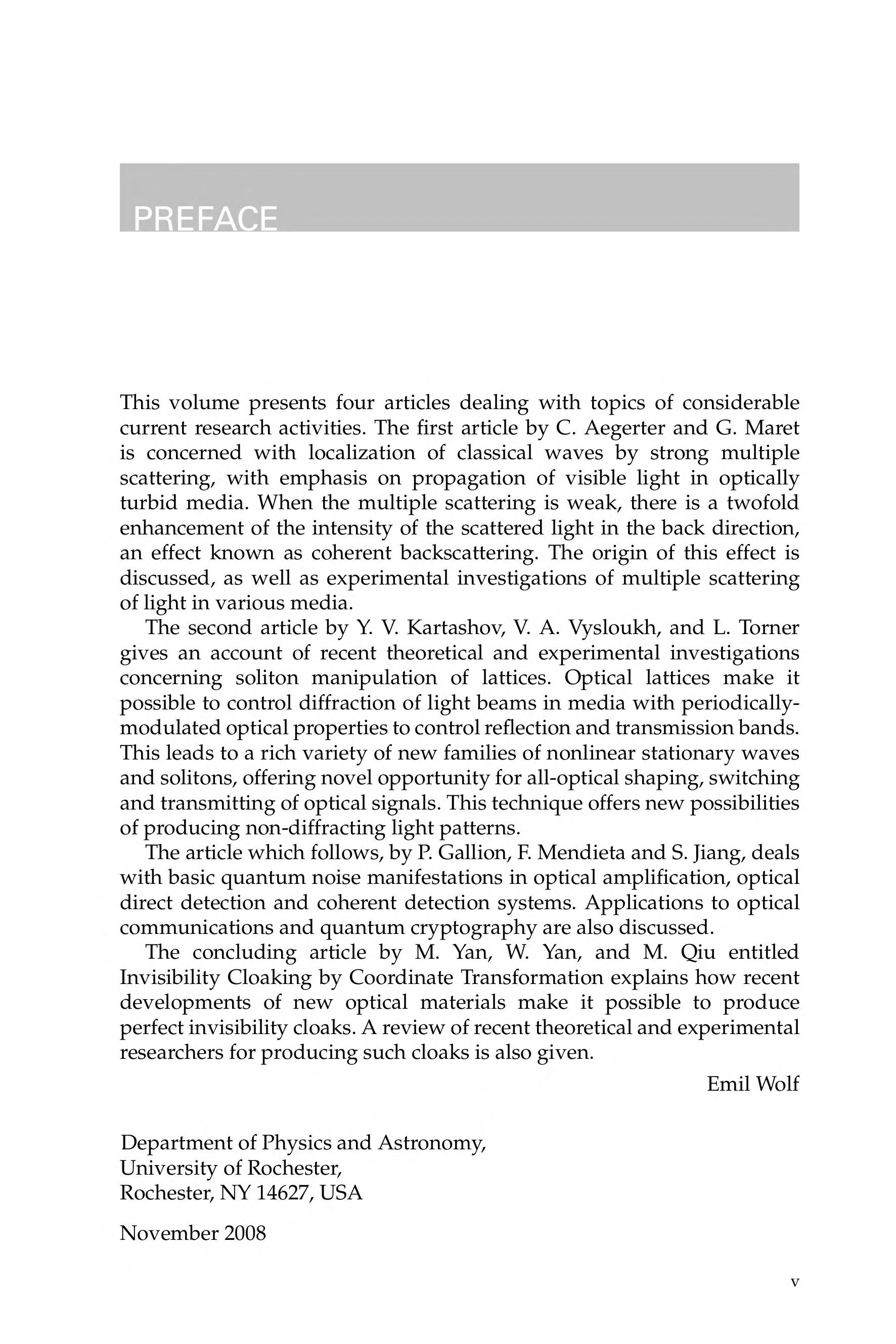 Progress in Optics, Vol. 52