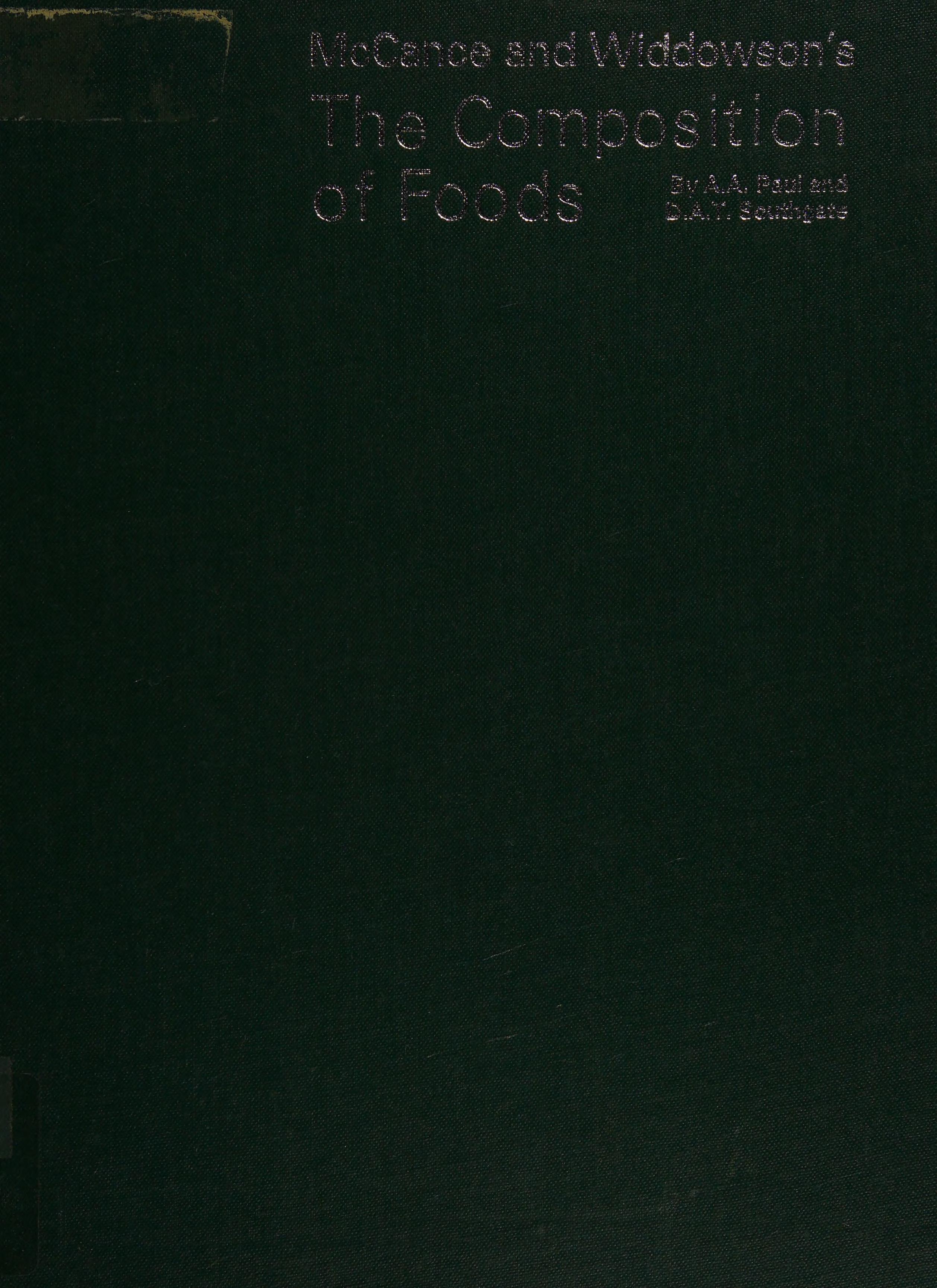 McCance and Widdowson's the Composition of Foods
