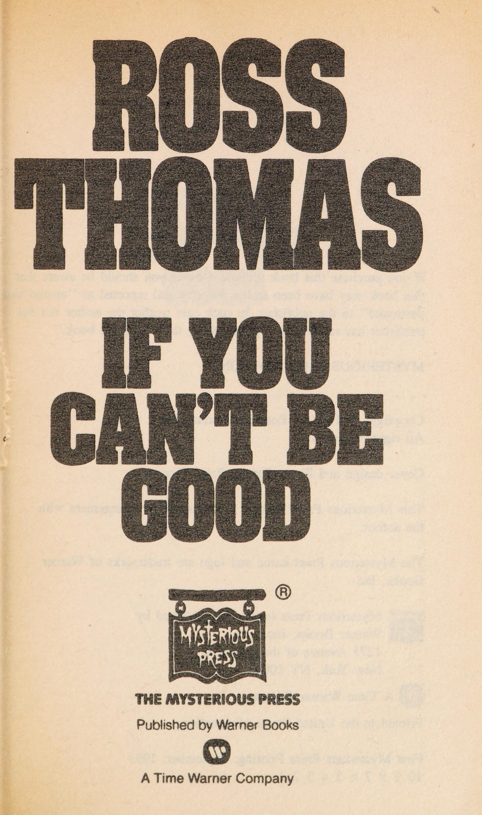 If You Can't Be Good