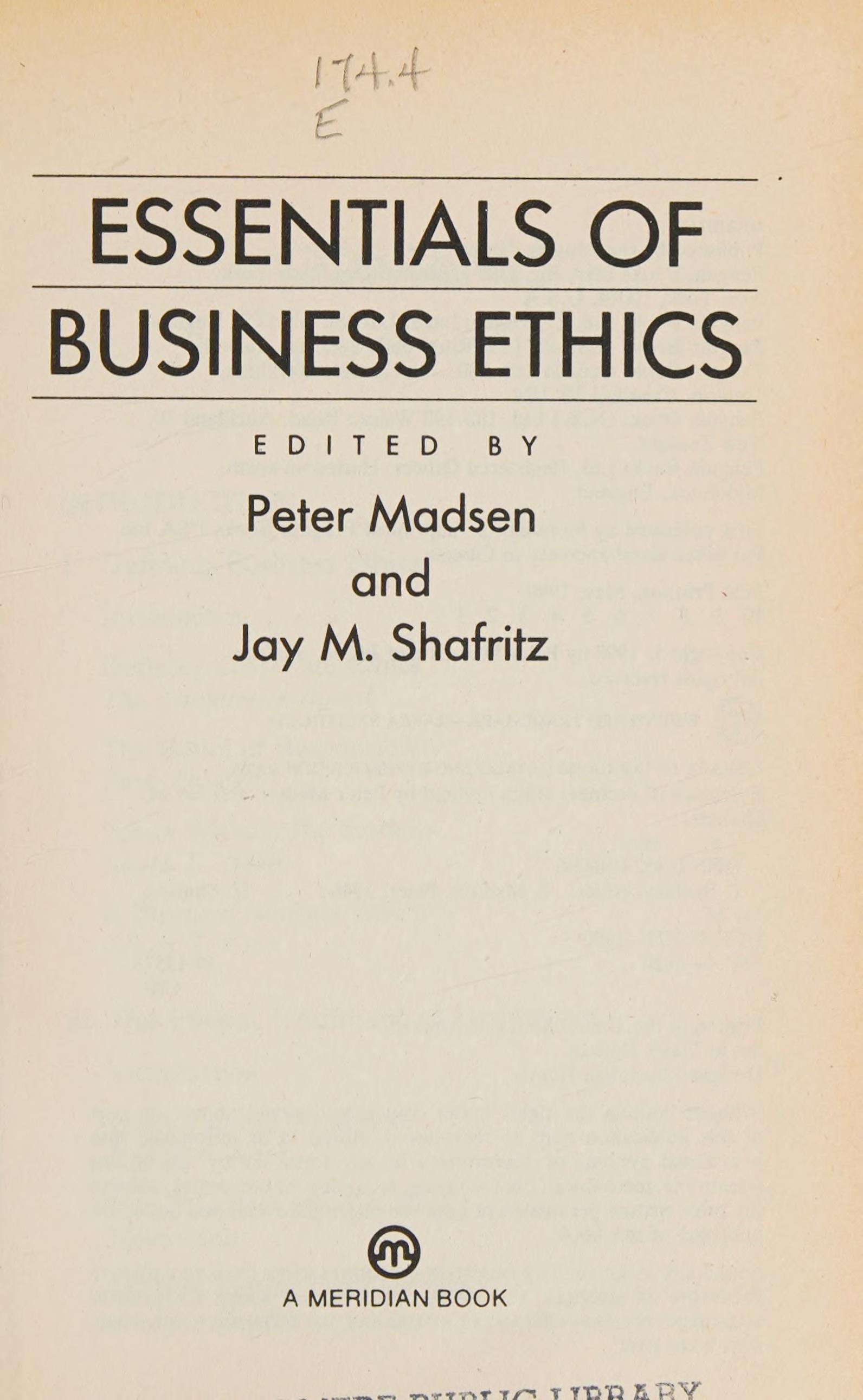 Essentials of Business Ethics