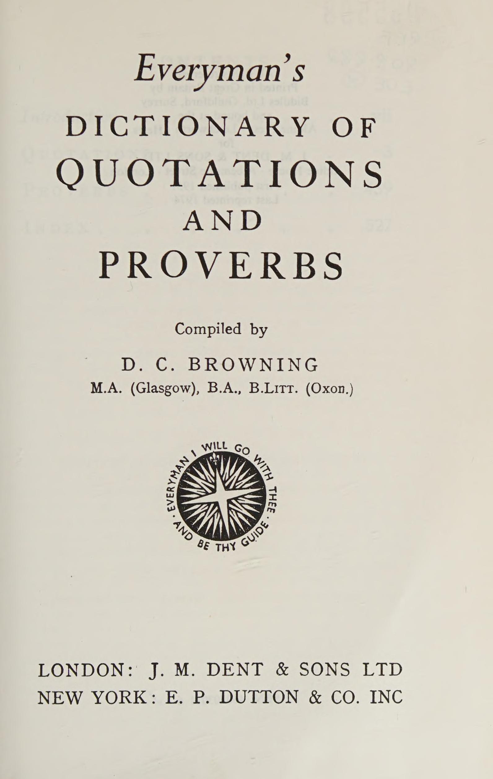 Everyman'S Dictionary Of Quotations And Proverbs