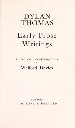 Early Prose Writings