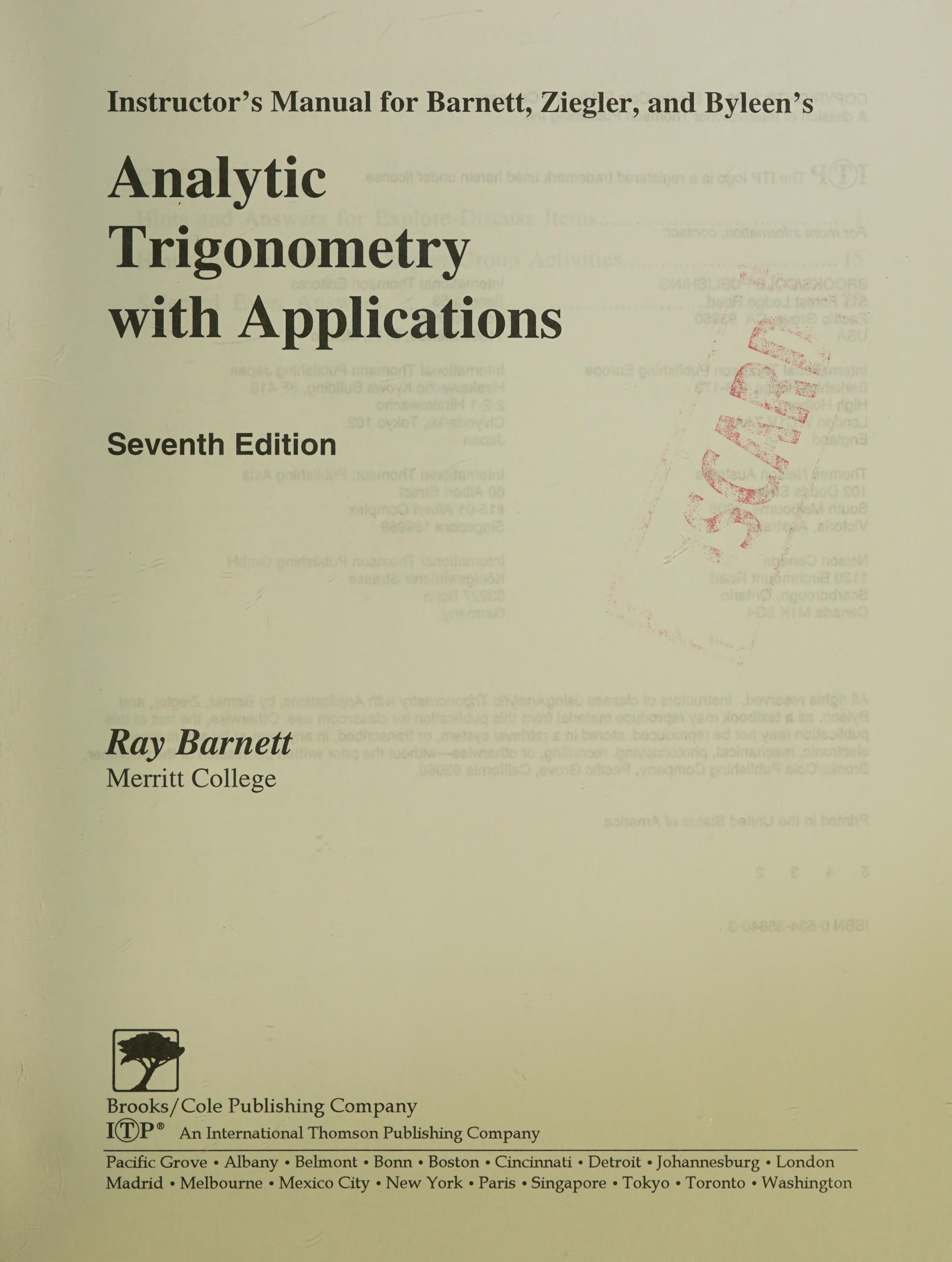 Analytic Trigonometry with Applications