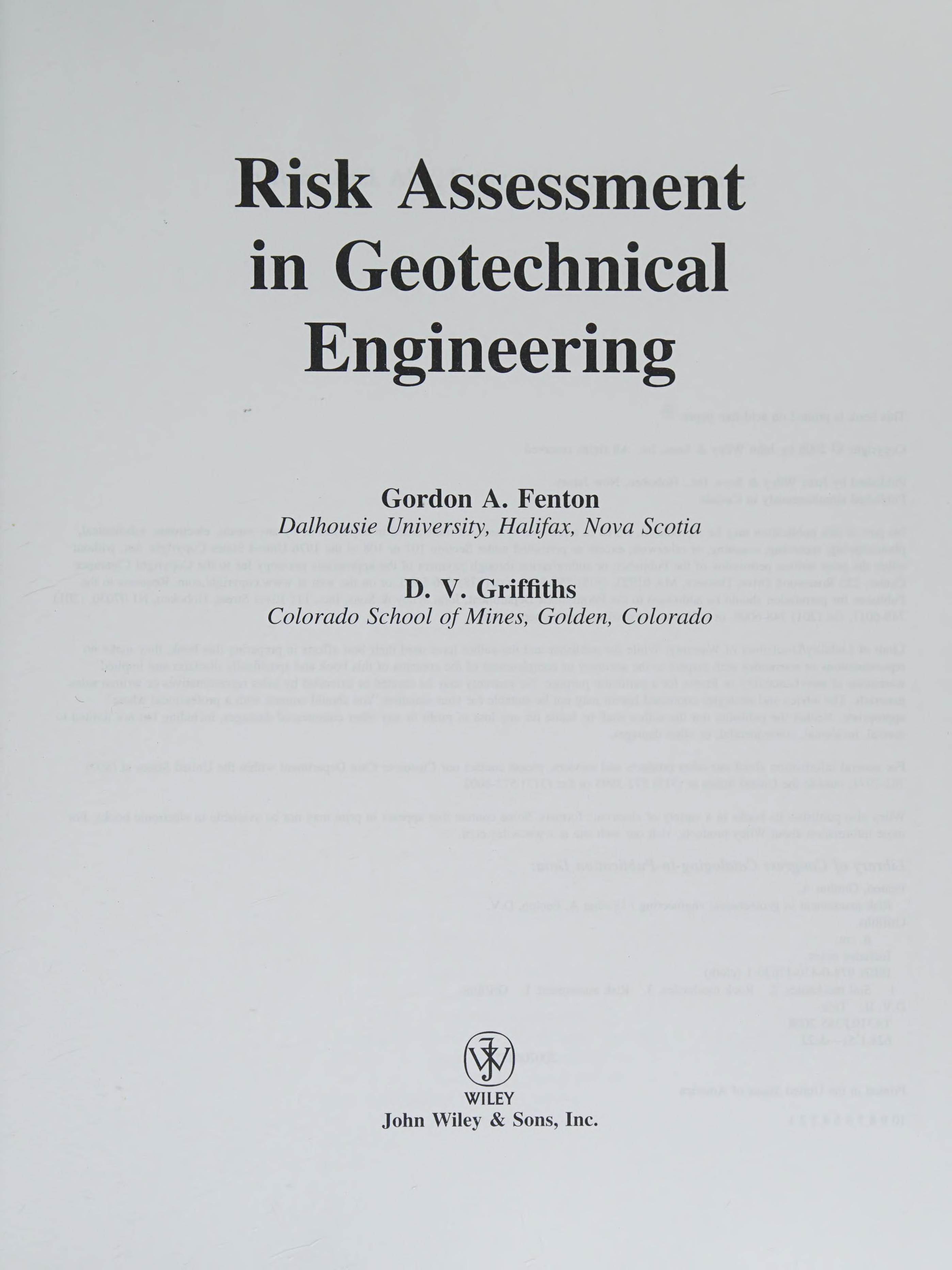 Risk Assessment in Geotechnical Engineering