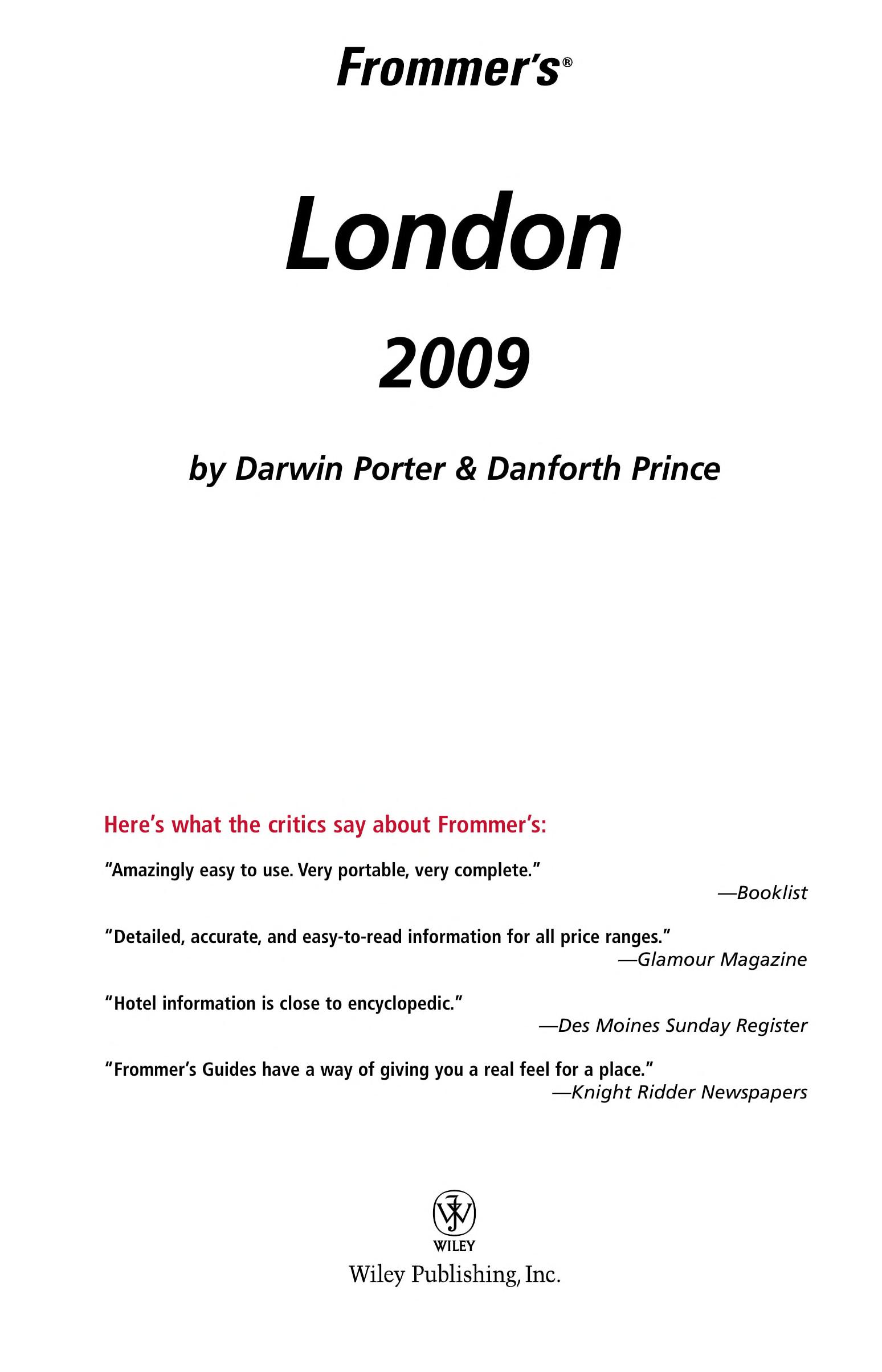 Frommer'S London 2009