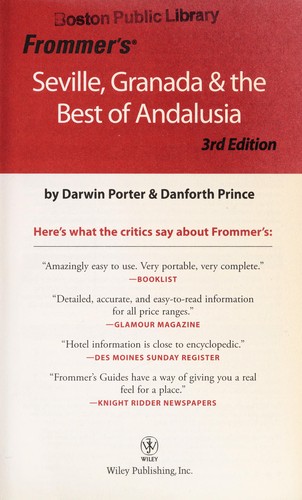 Frommer'S Seville, Granada And The Best Of Andalusia