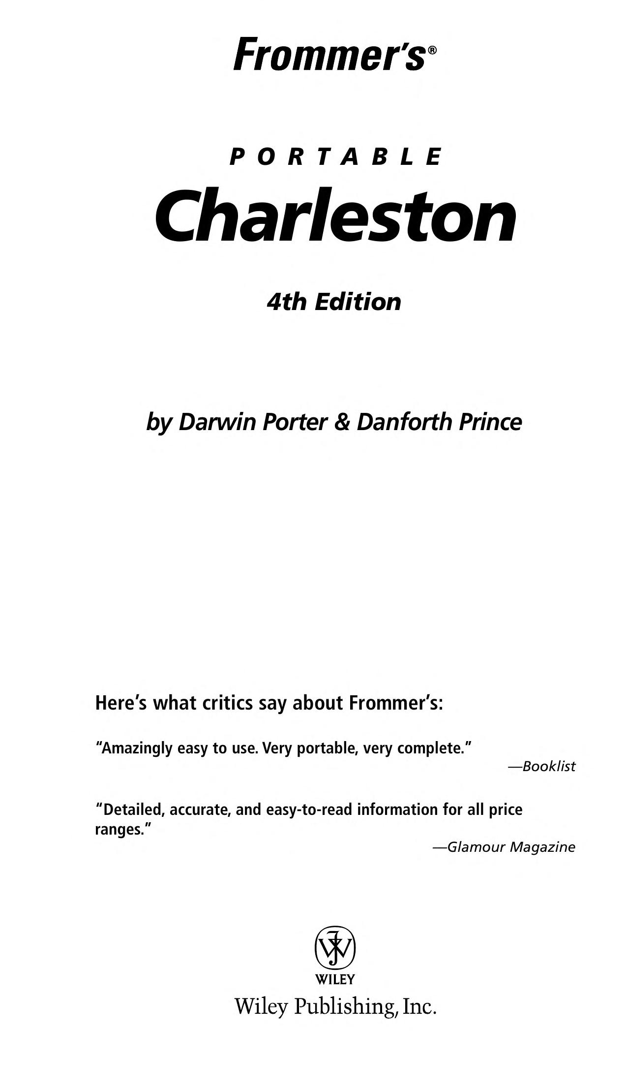 Frommer'S Portable Charleston