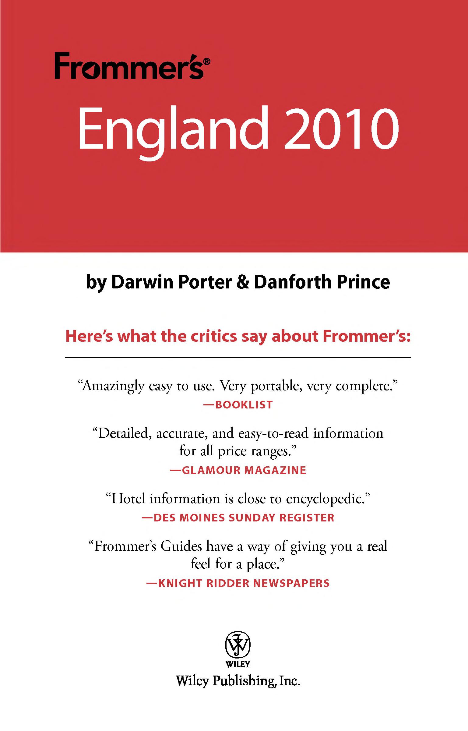 Frommer`S England 2010
