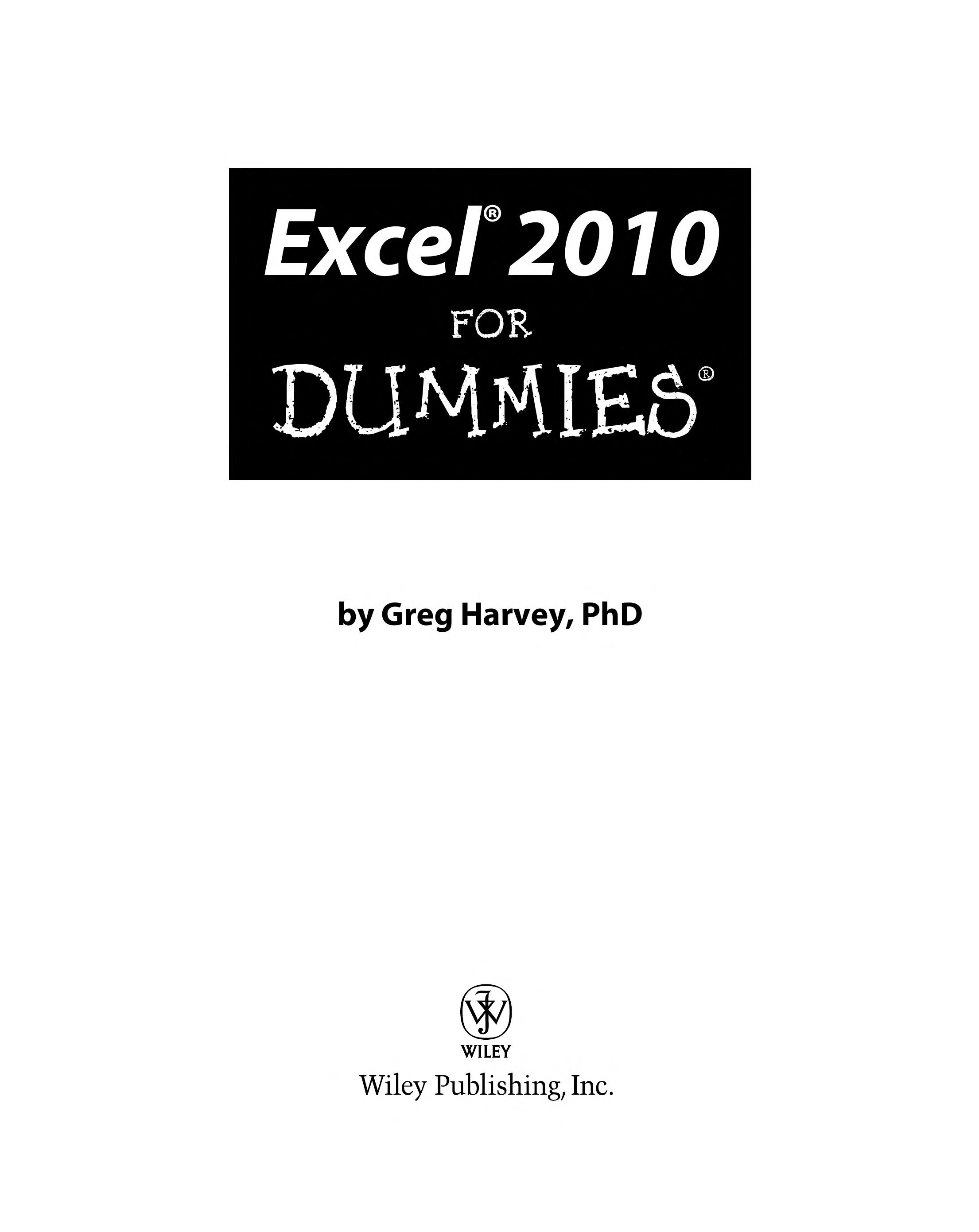 Excel 2010 for Dummies