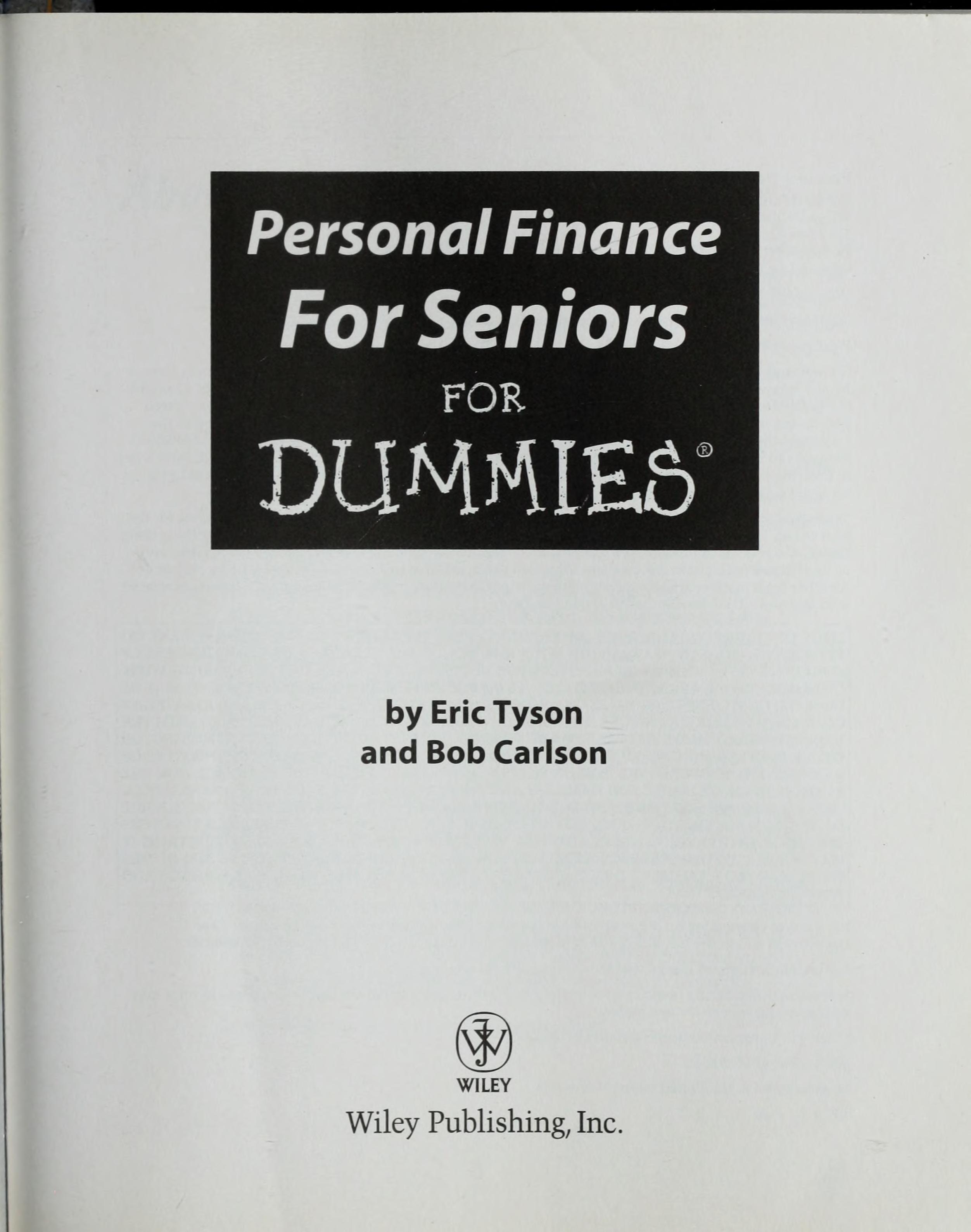 Personal Finance for Seniors for Dummies