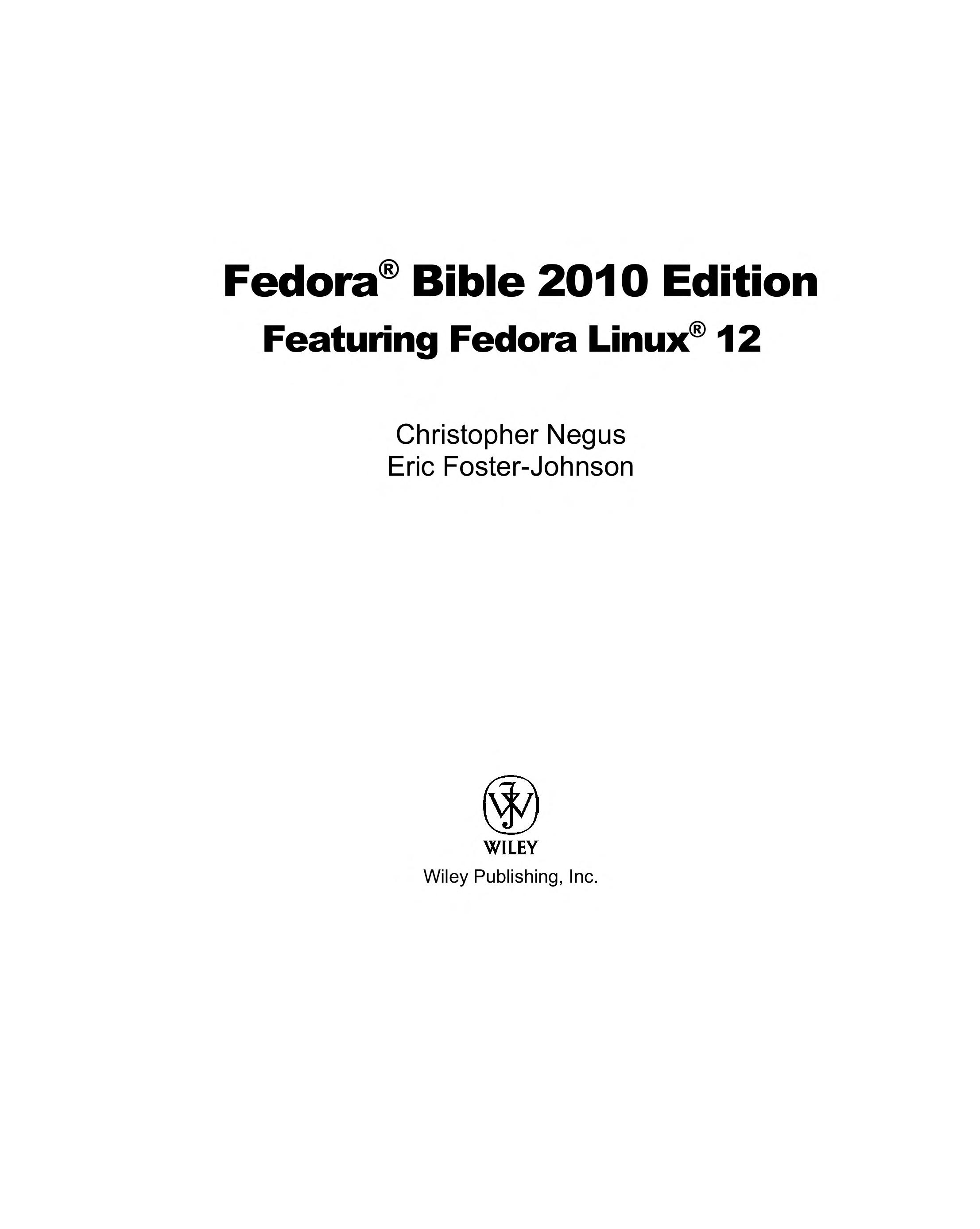 Fedora Bible 2010 Edition