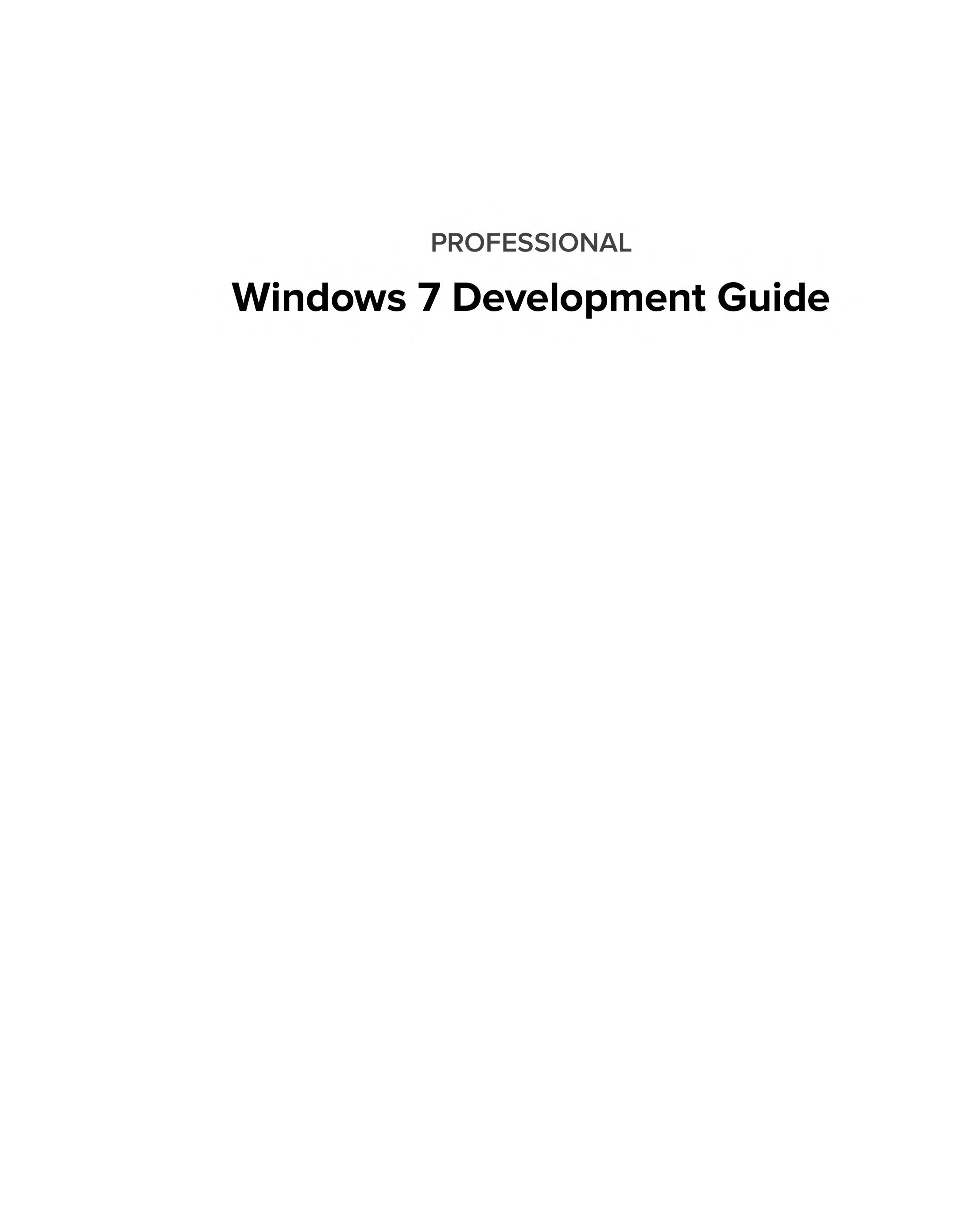 Professional Windows 7 Development Guide