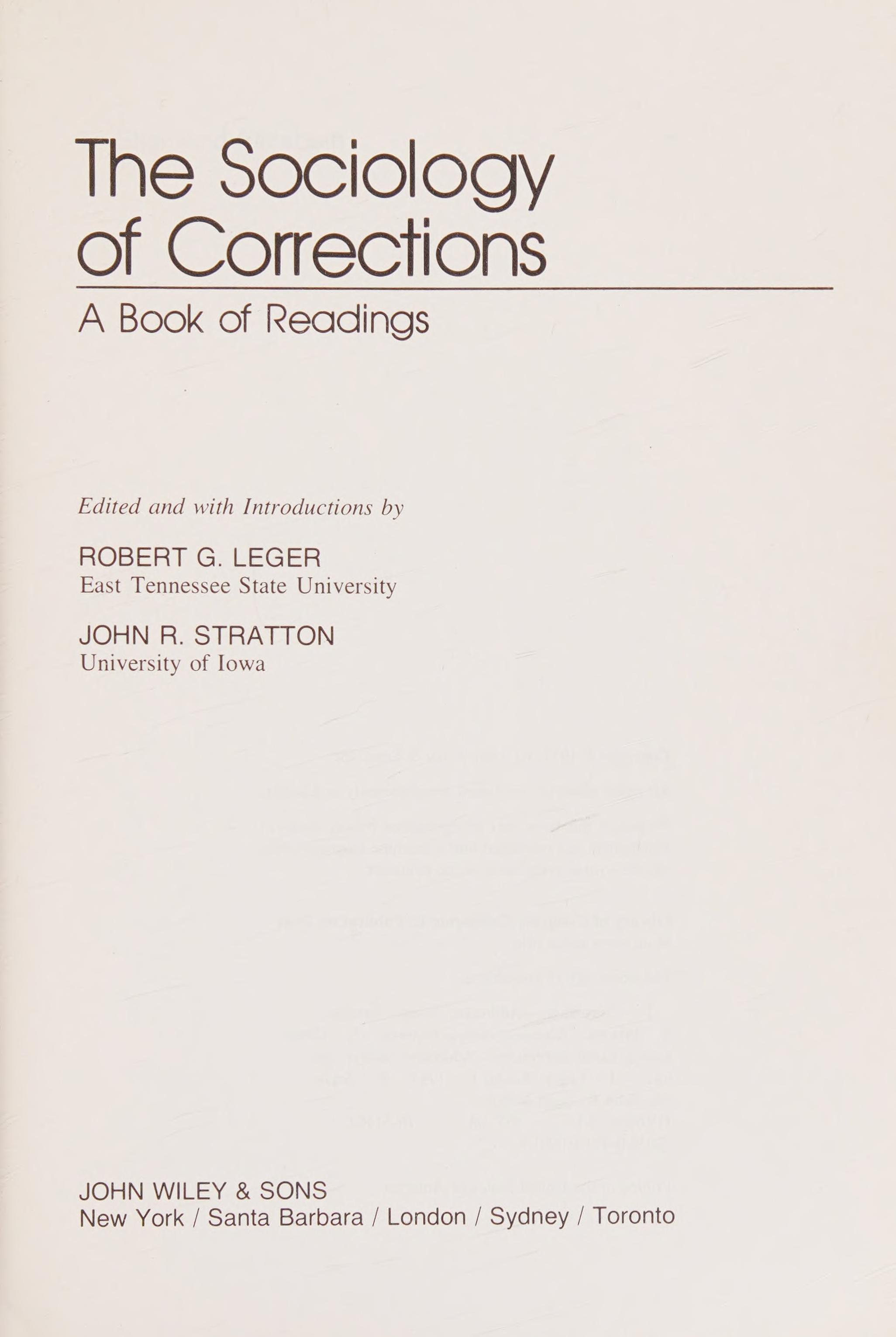 The Sociology of Corrections