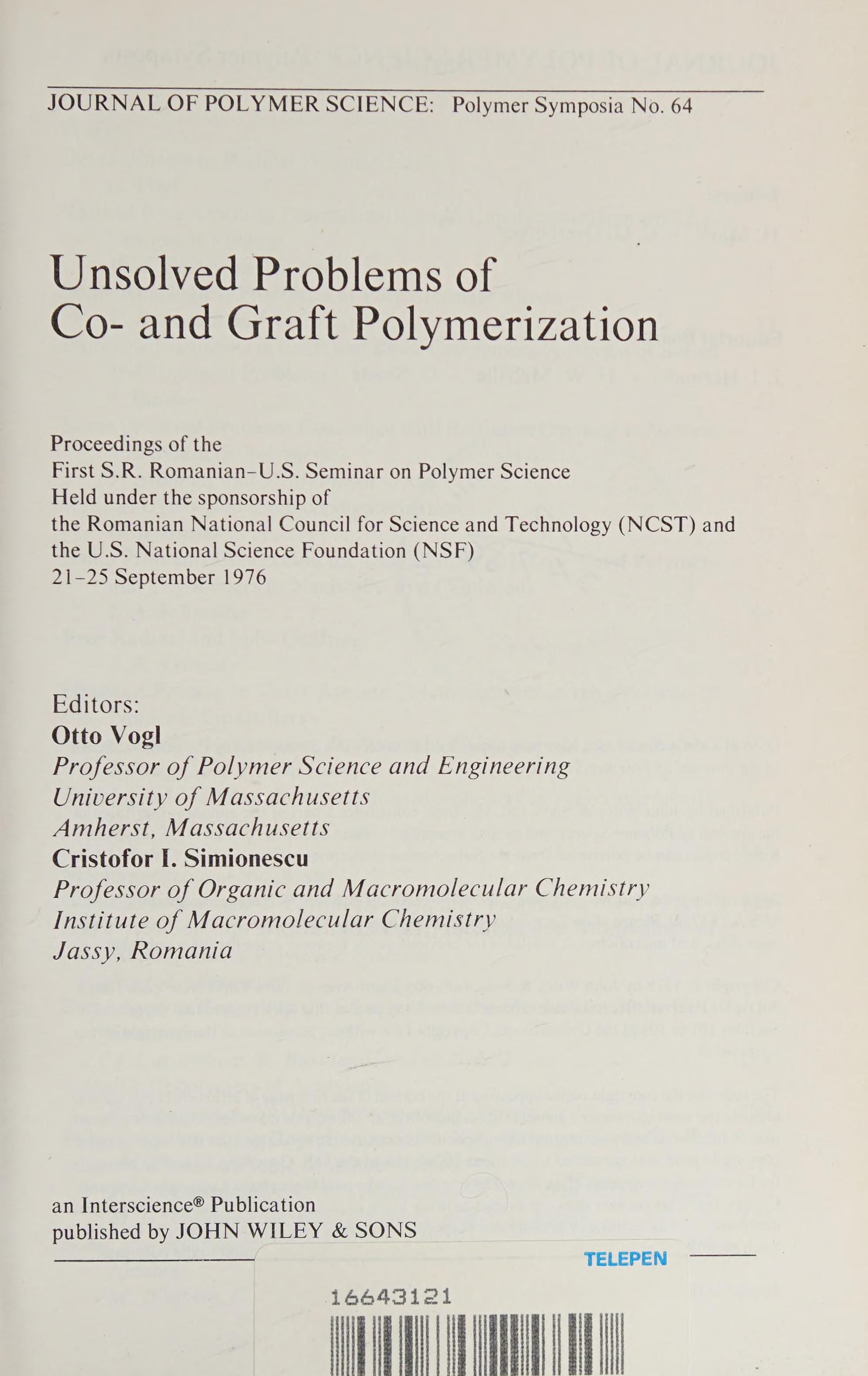 Unsolved Problems of Co- and Graft Polymerization