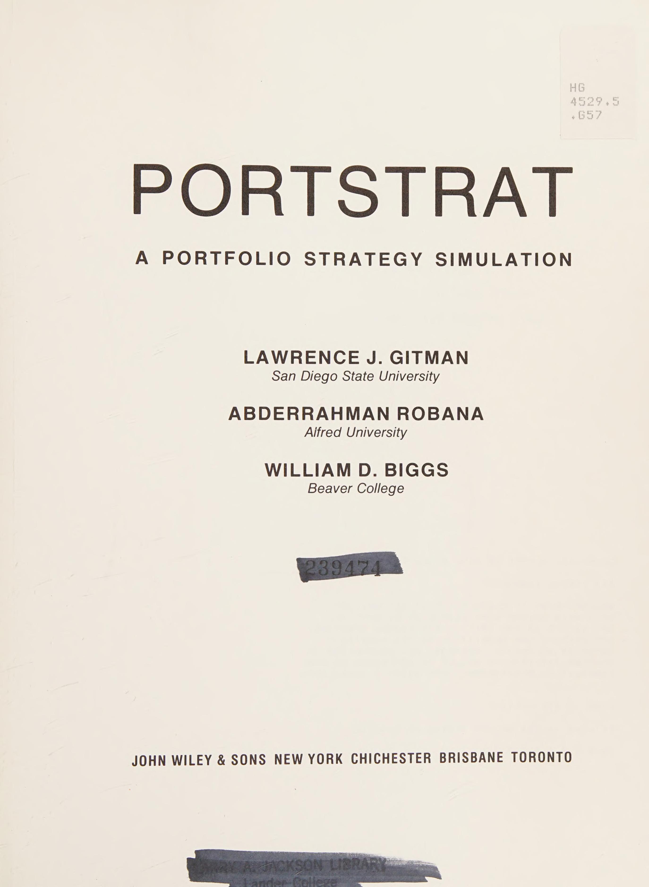 Portstrat, a Portfolio Strategy Simulation