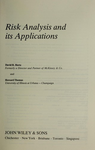 Risk analysis and its applications