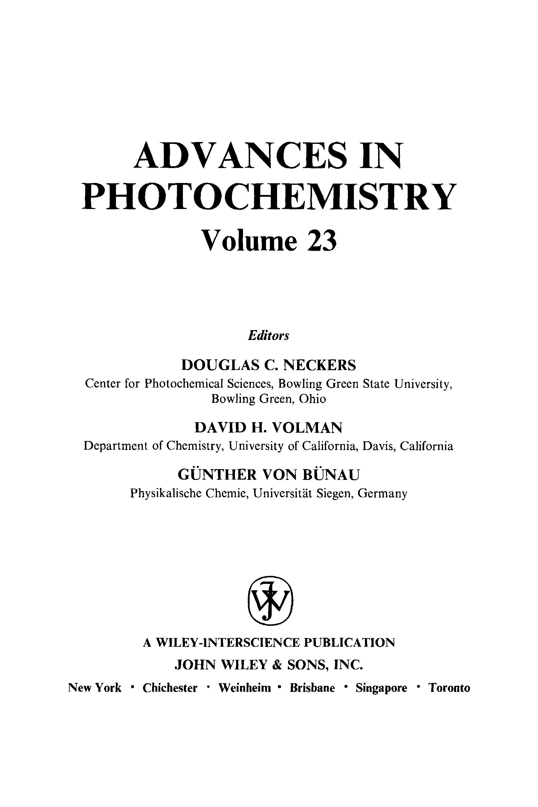 Advances in Photochemistry