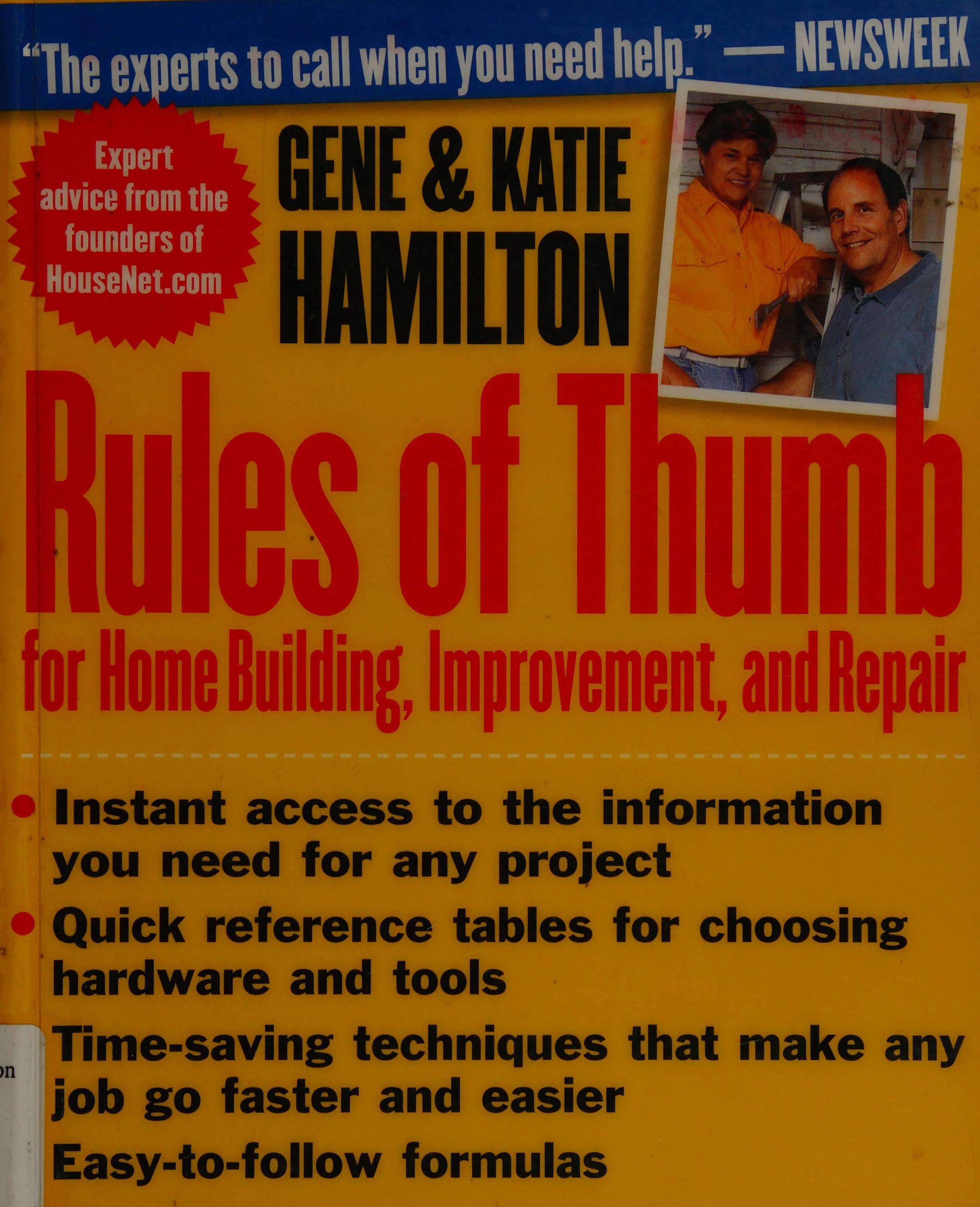 Rules of thumb for home building, improvement, and repair