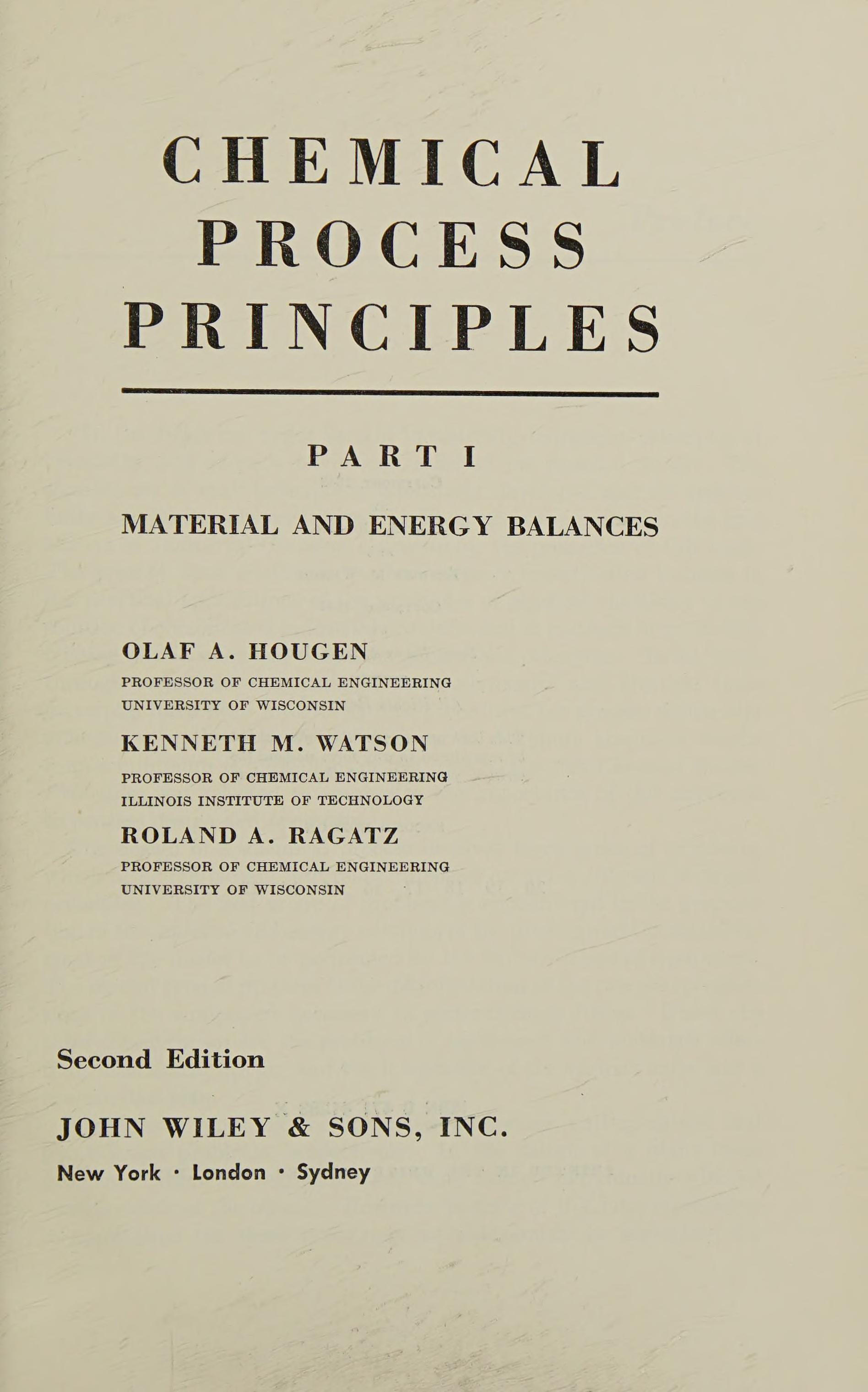 Chemical Process Principles