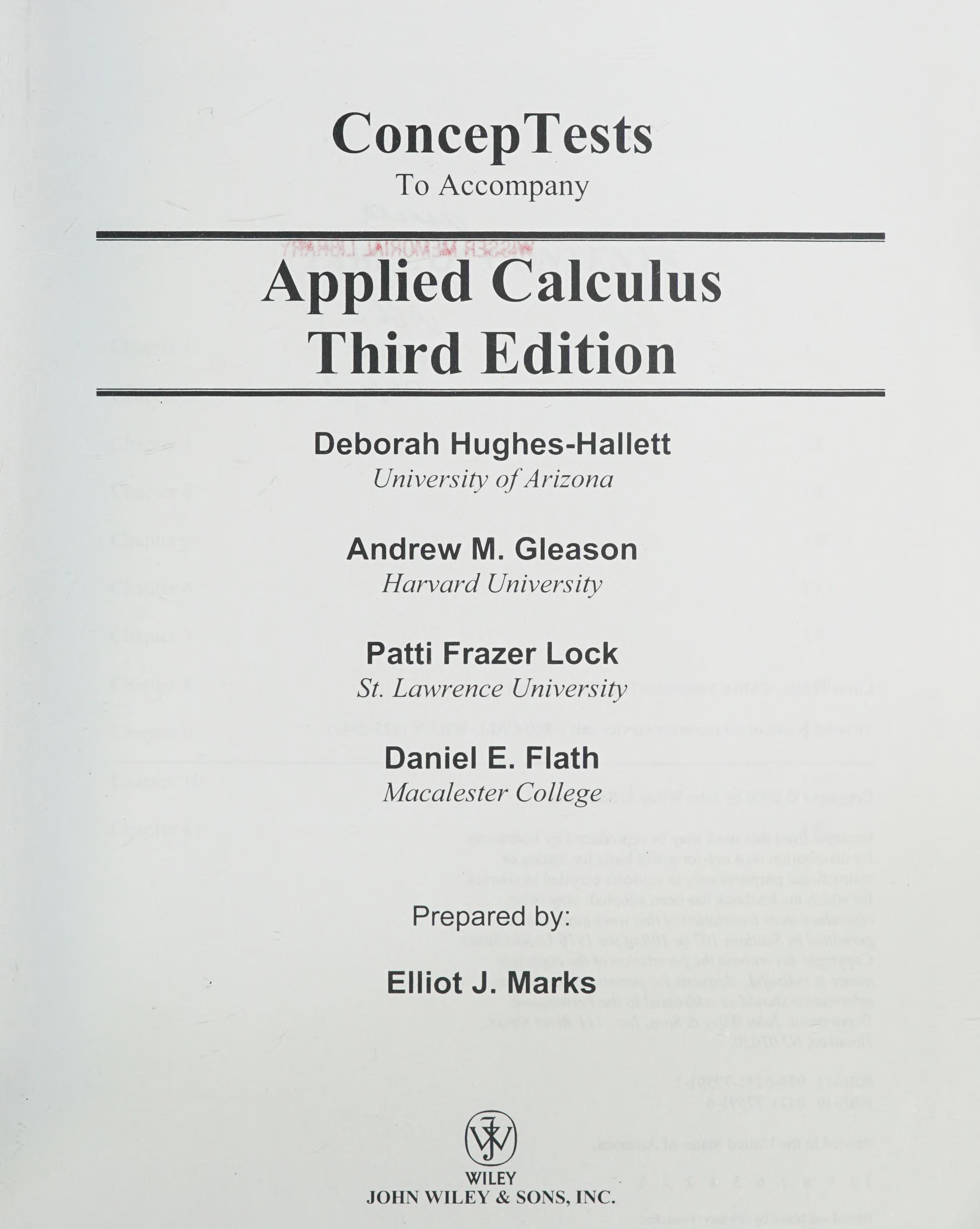 Applied Calculus: Conceptests