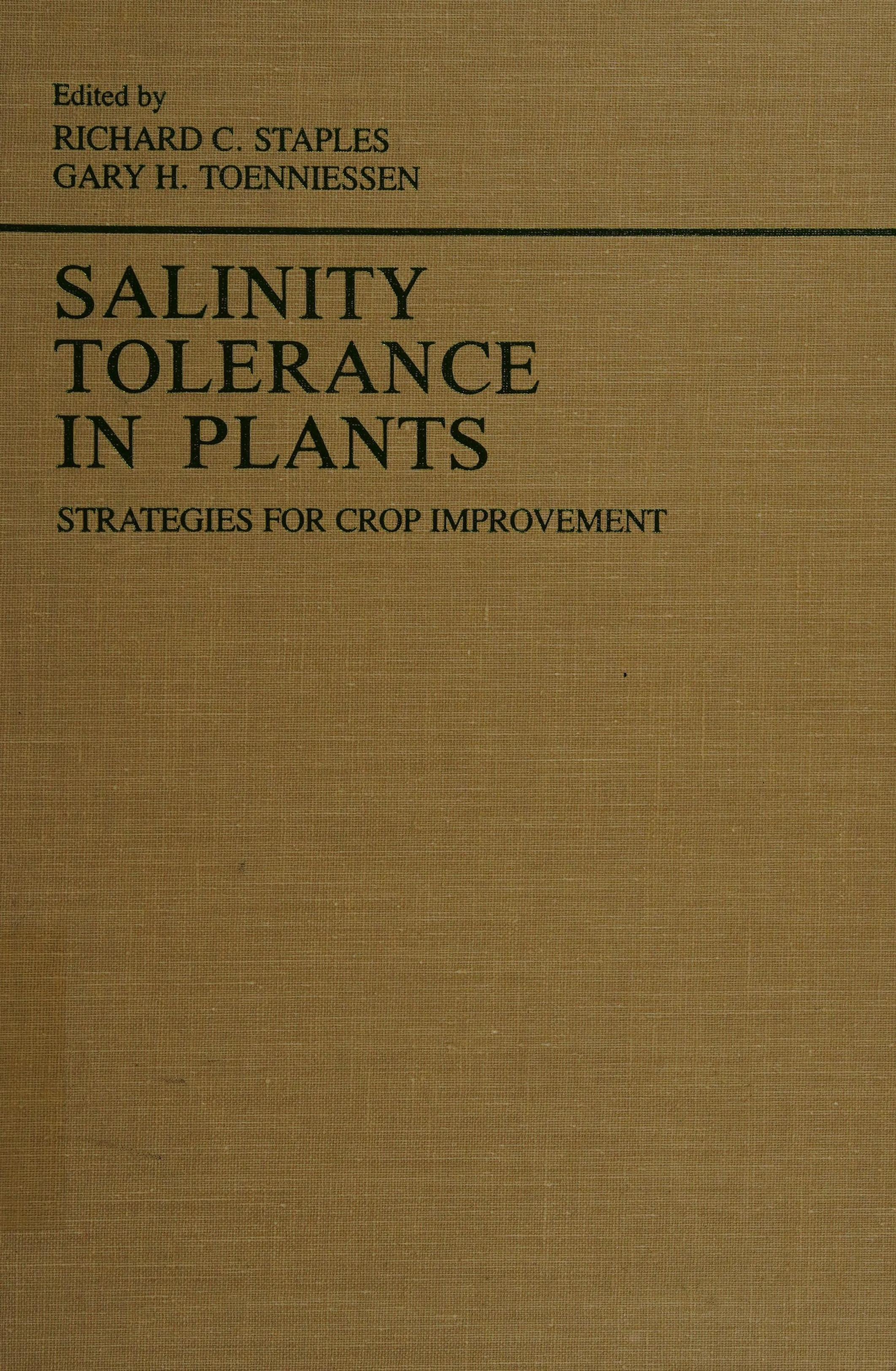 Salinity Tolerance in Plants