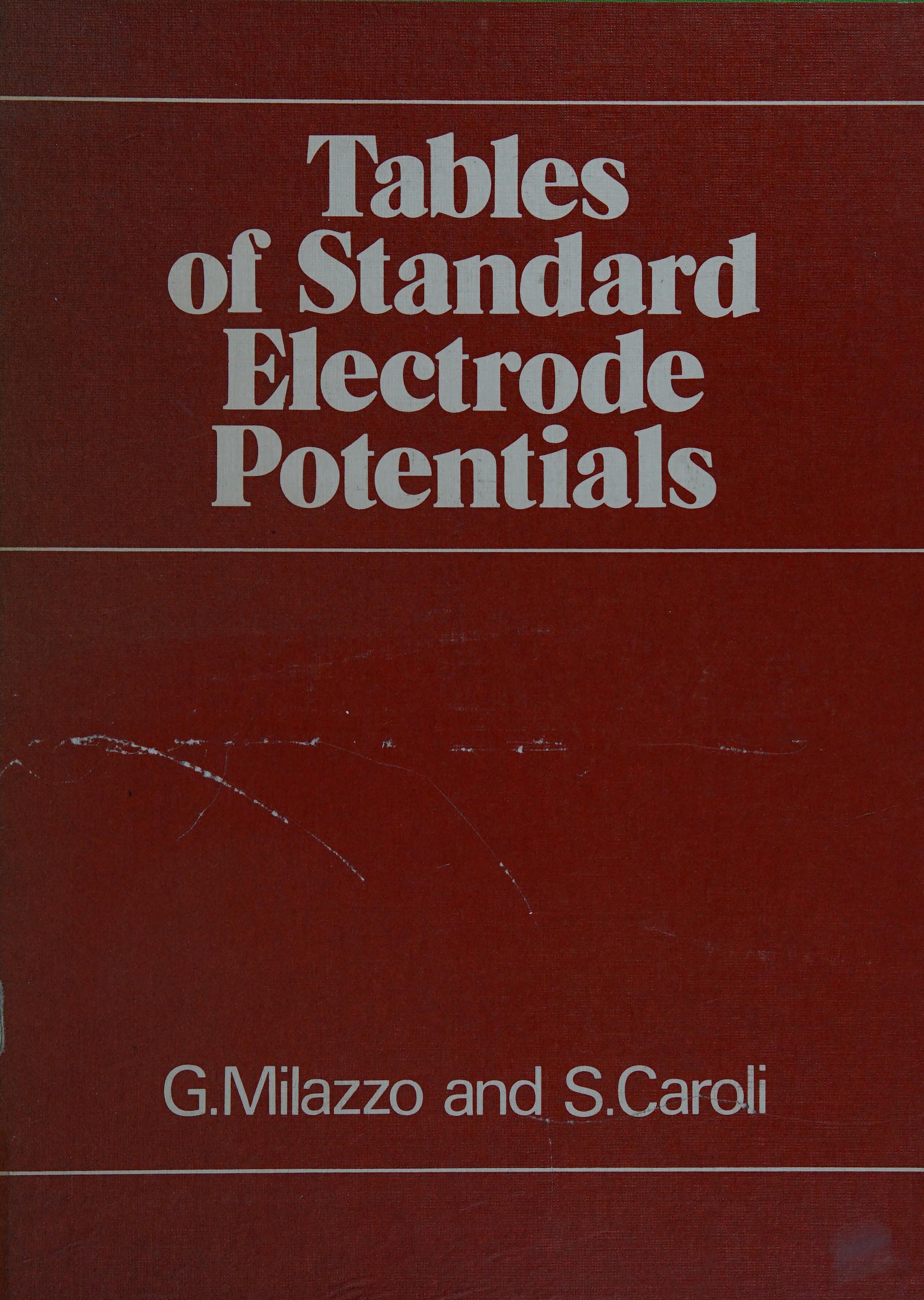 Tables Of Standard Electrode Potentials