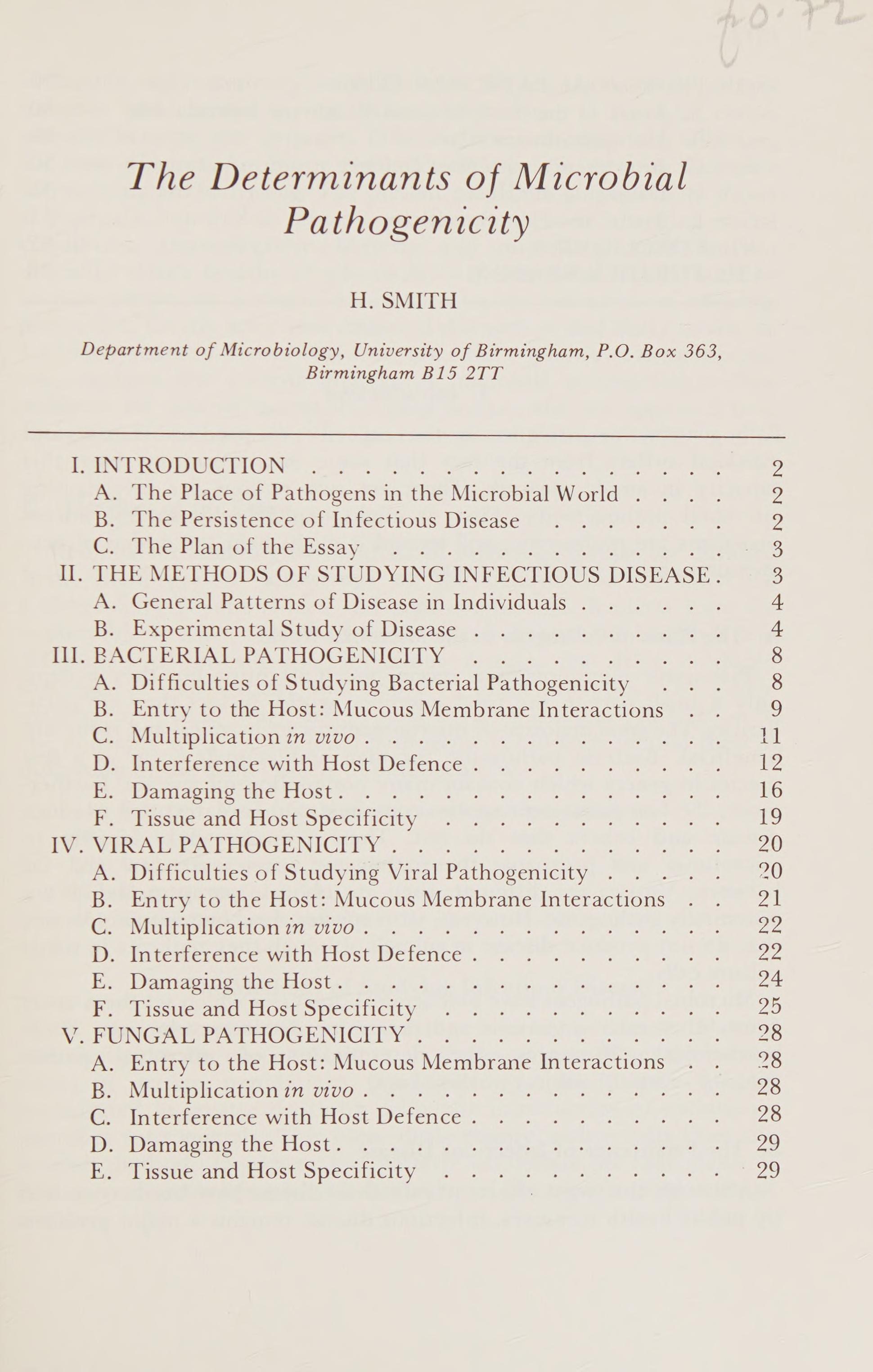 Determinants of Microbial Pathogenicity