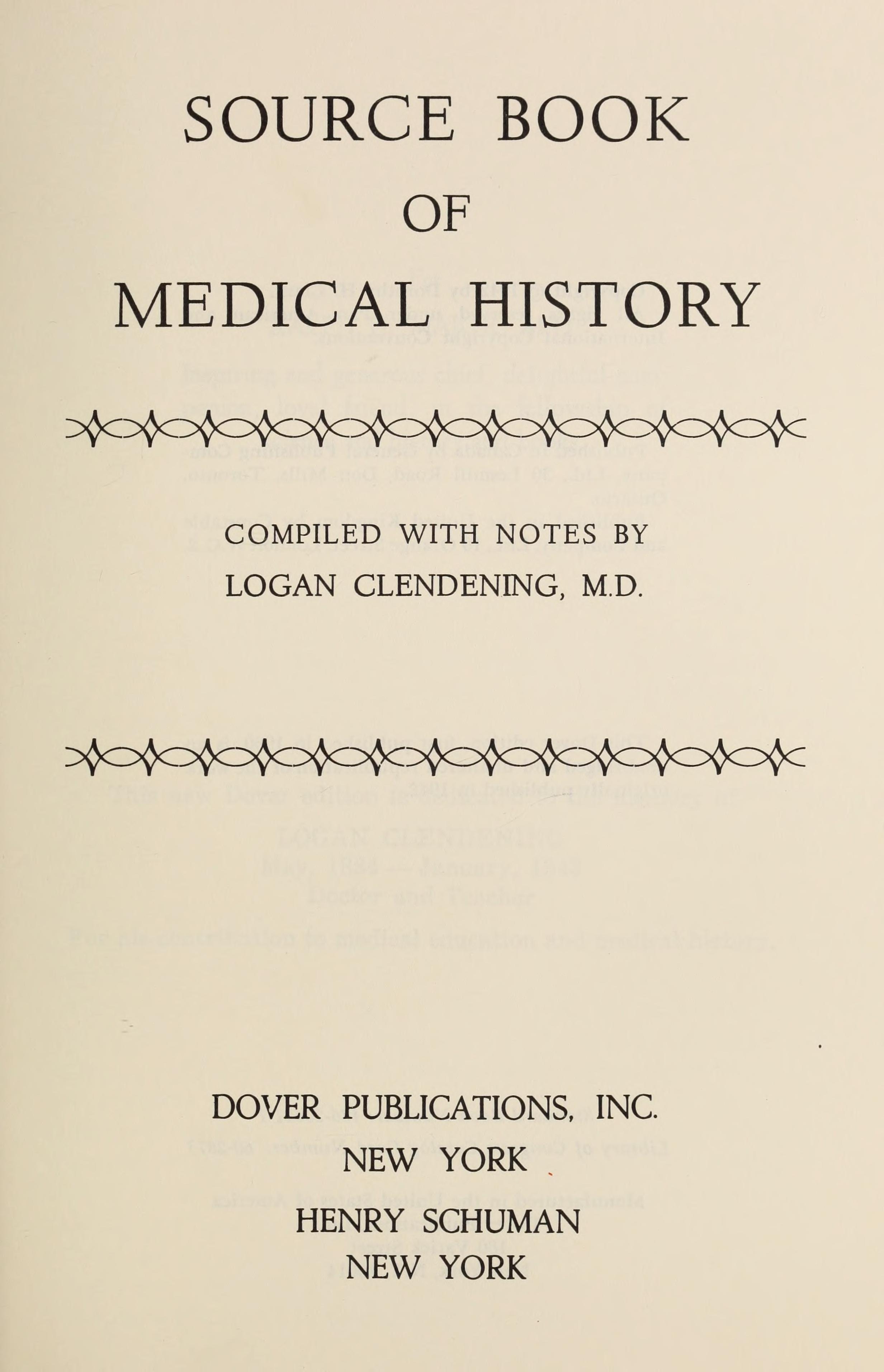 Source Book Of Medical History