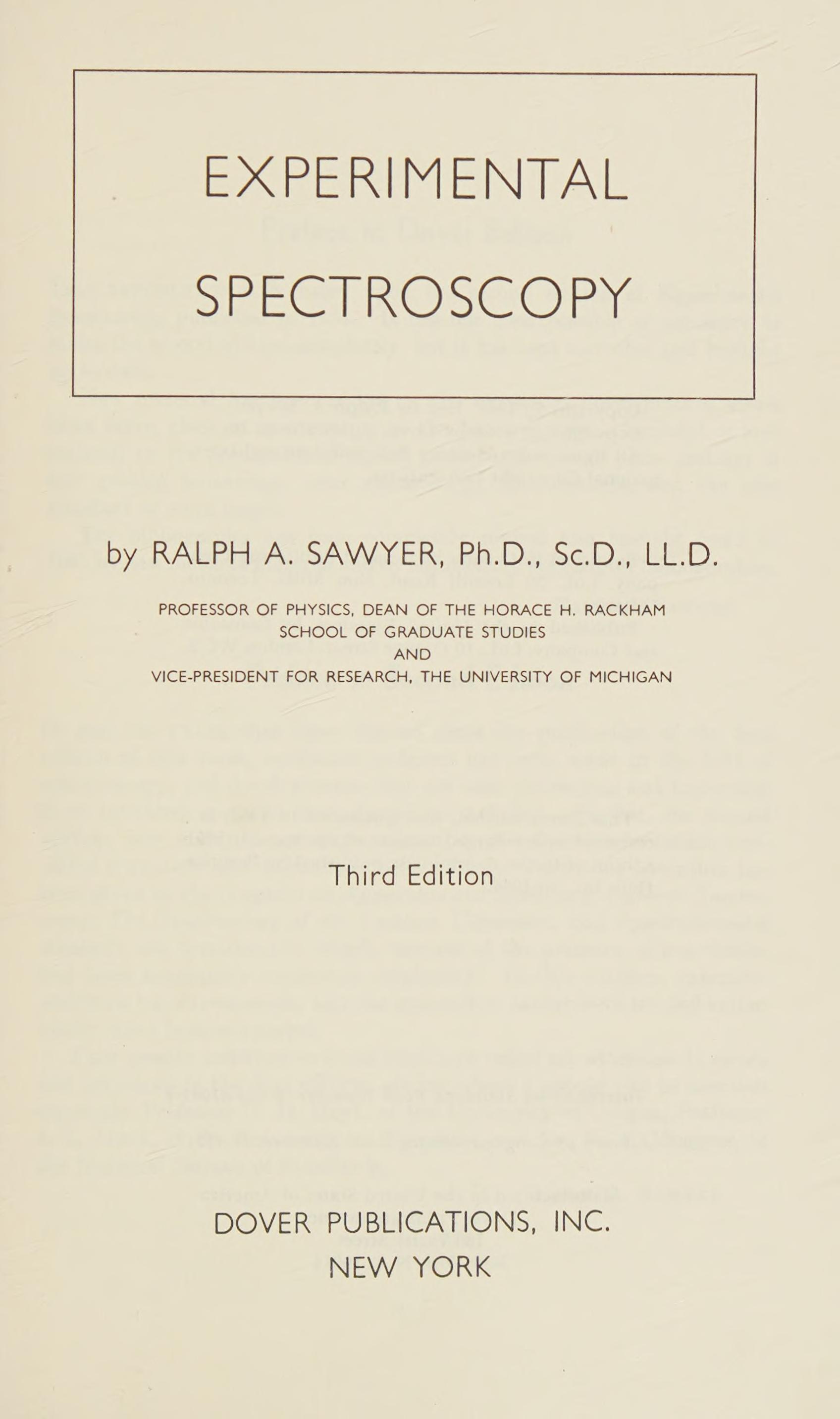 Experimental Spectroscopy