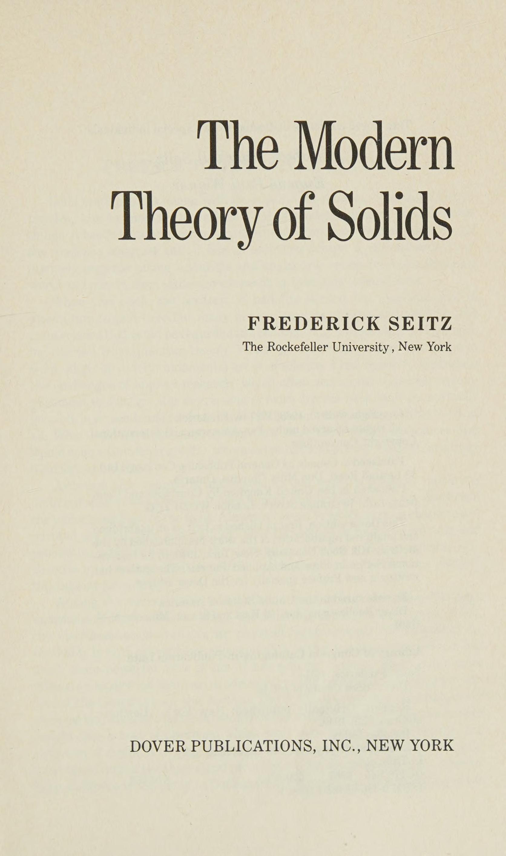 The Modern Theory of Solids