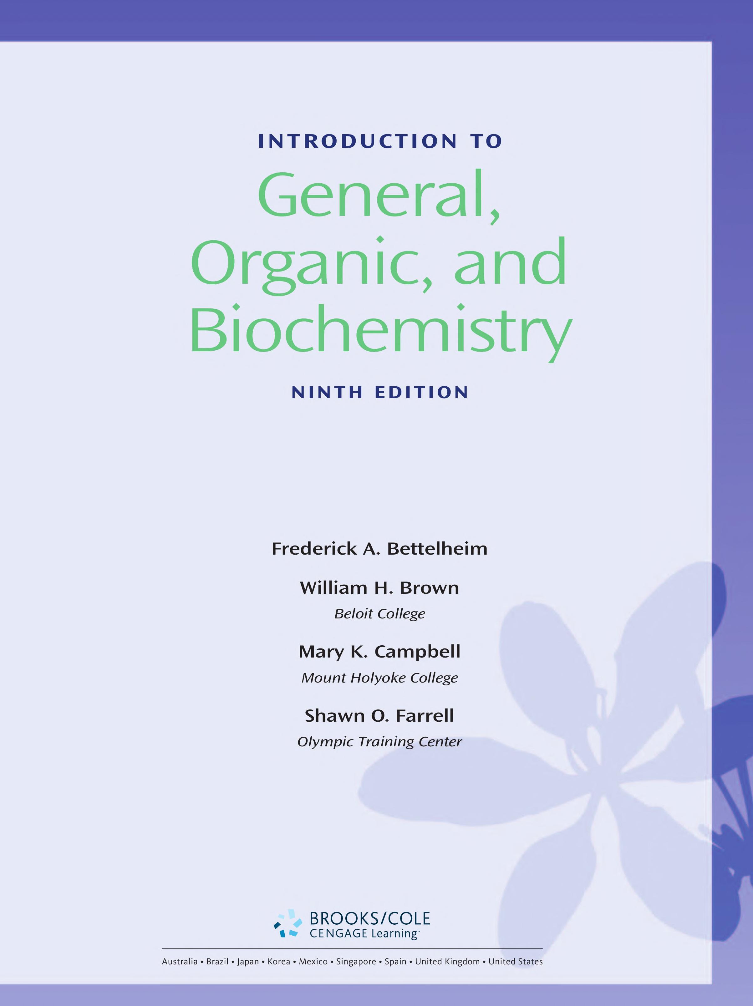 Introduction to General, Organic and Biochemistry