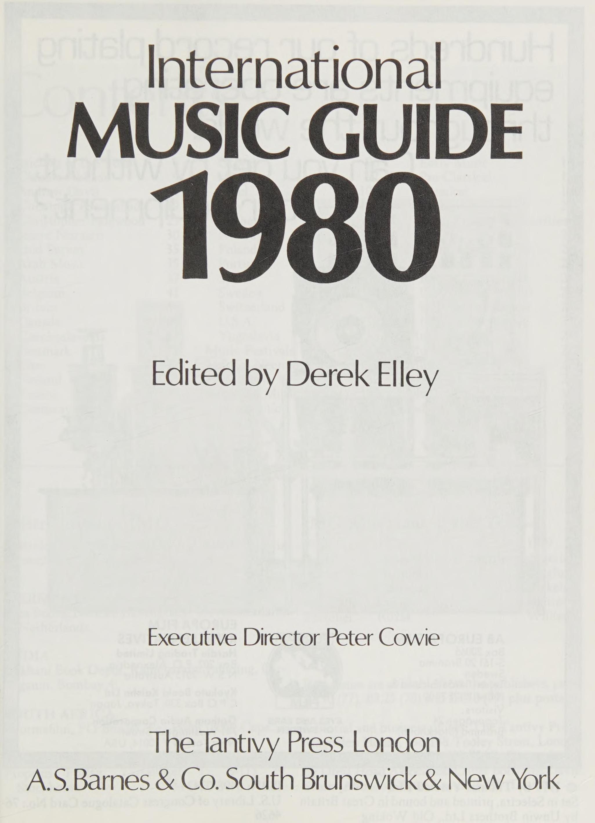 International Music Guide 1980: Montreux-Vevey Music Festival
