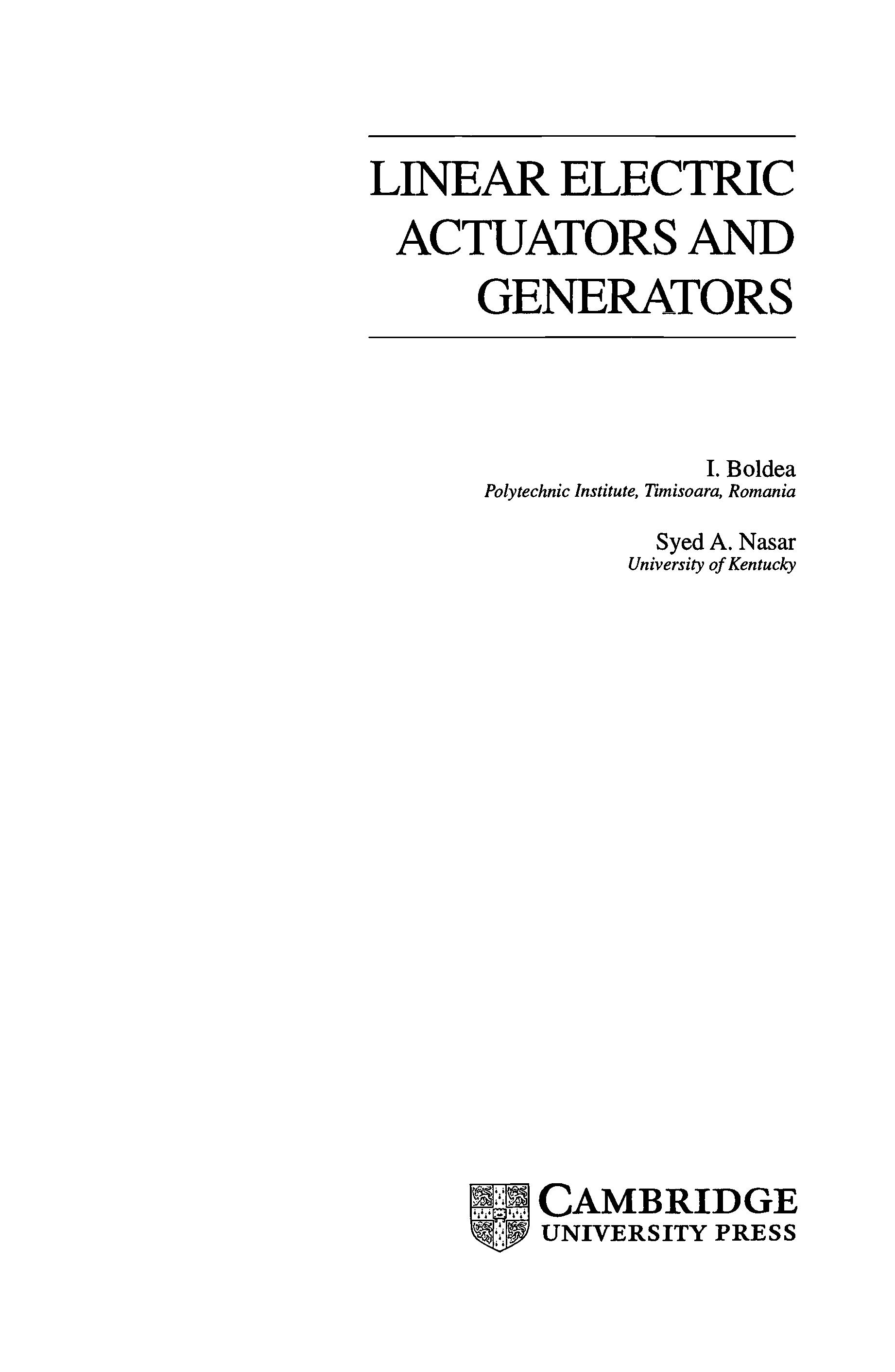Linear Electric Actuators And Generators