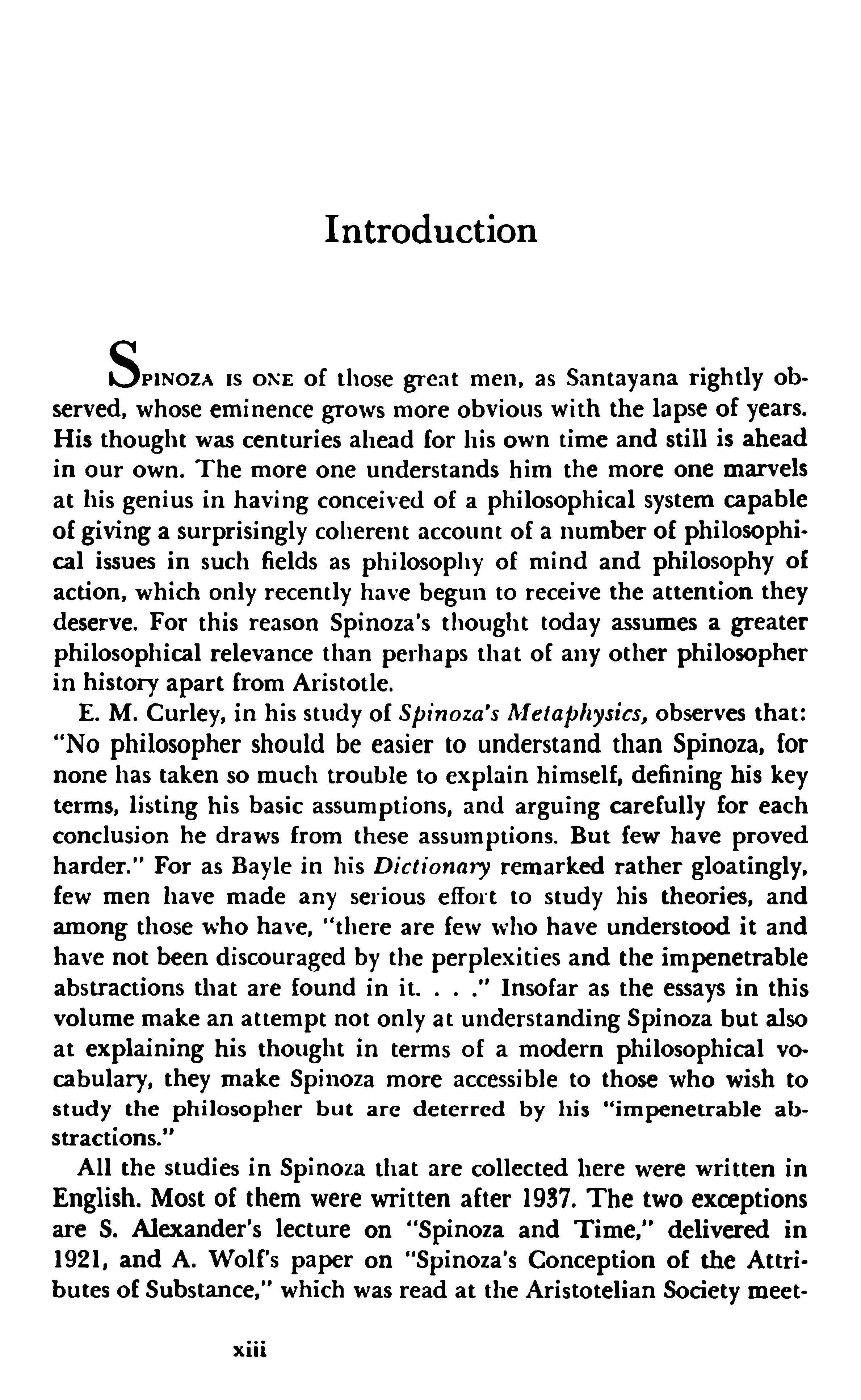 Studies in Spinoza, Critical and Interpretive Essays