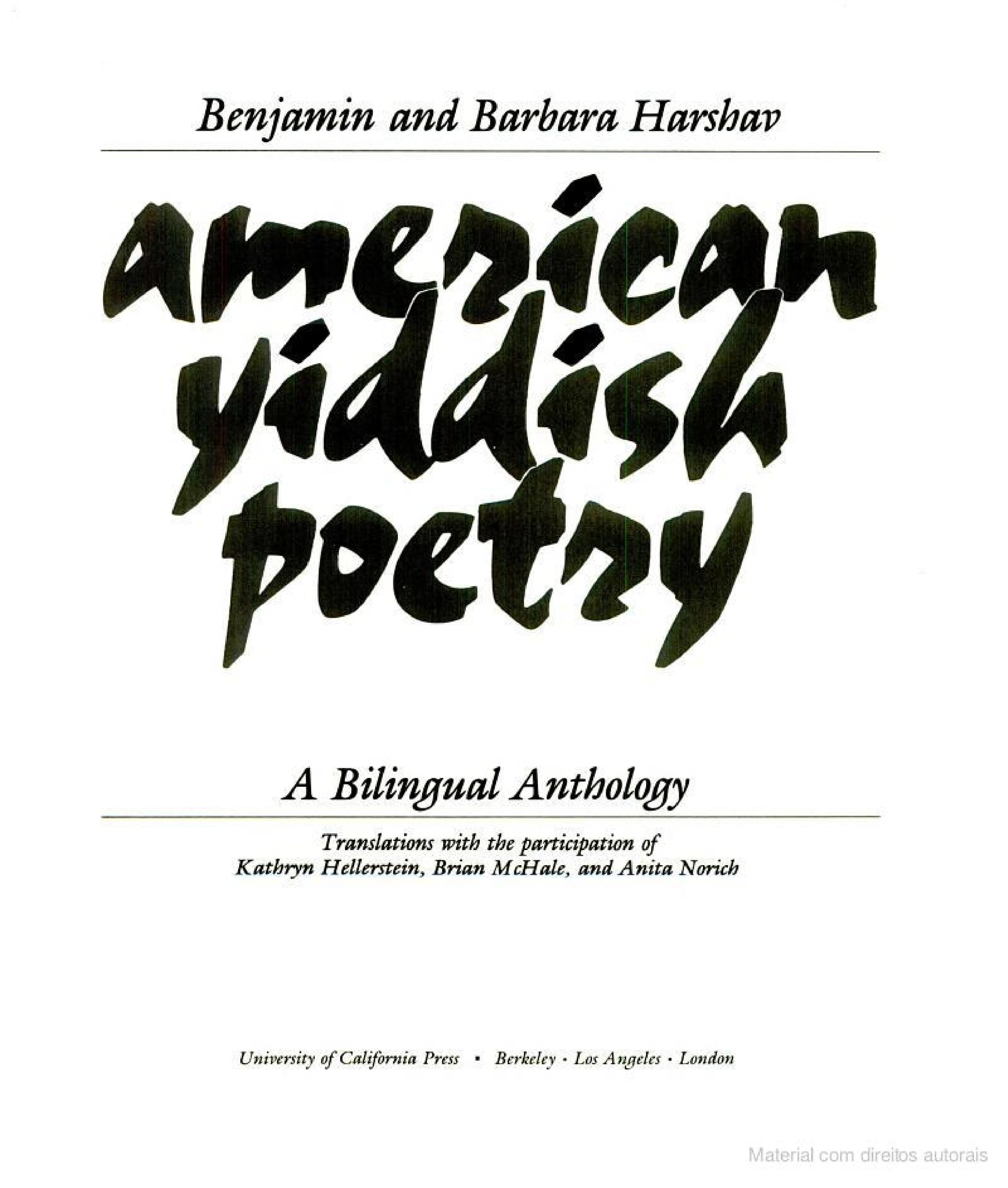 American Yiddish Poetry: A Bilingual Anthology