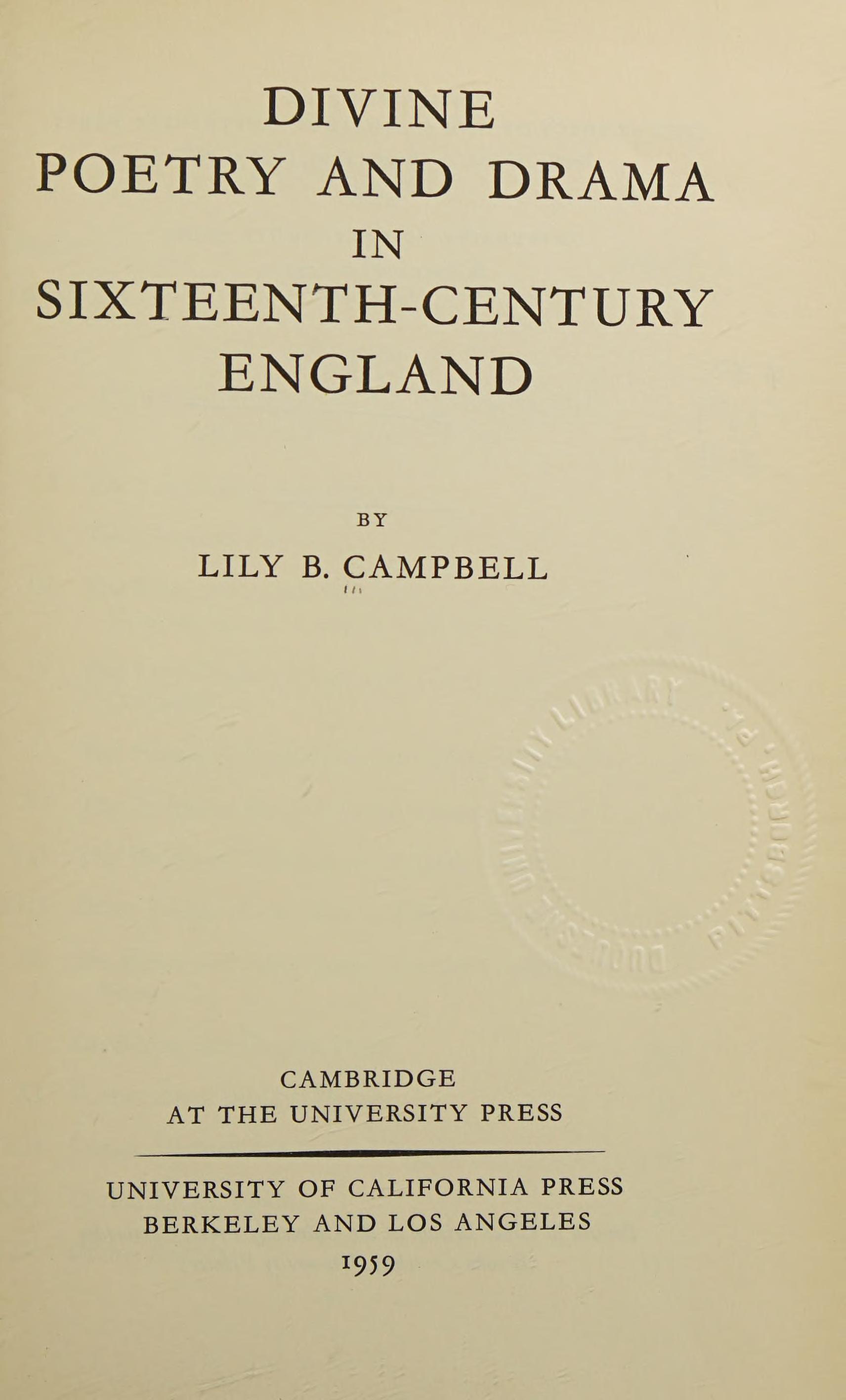 Divine Poetry and Drama in Sixteenth-Century England