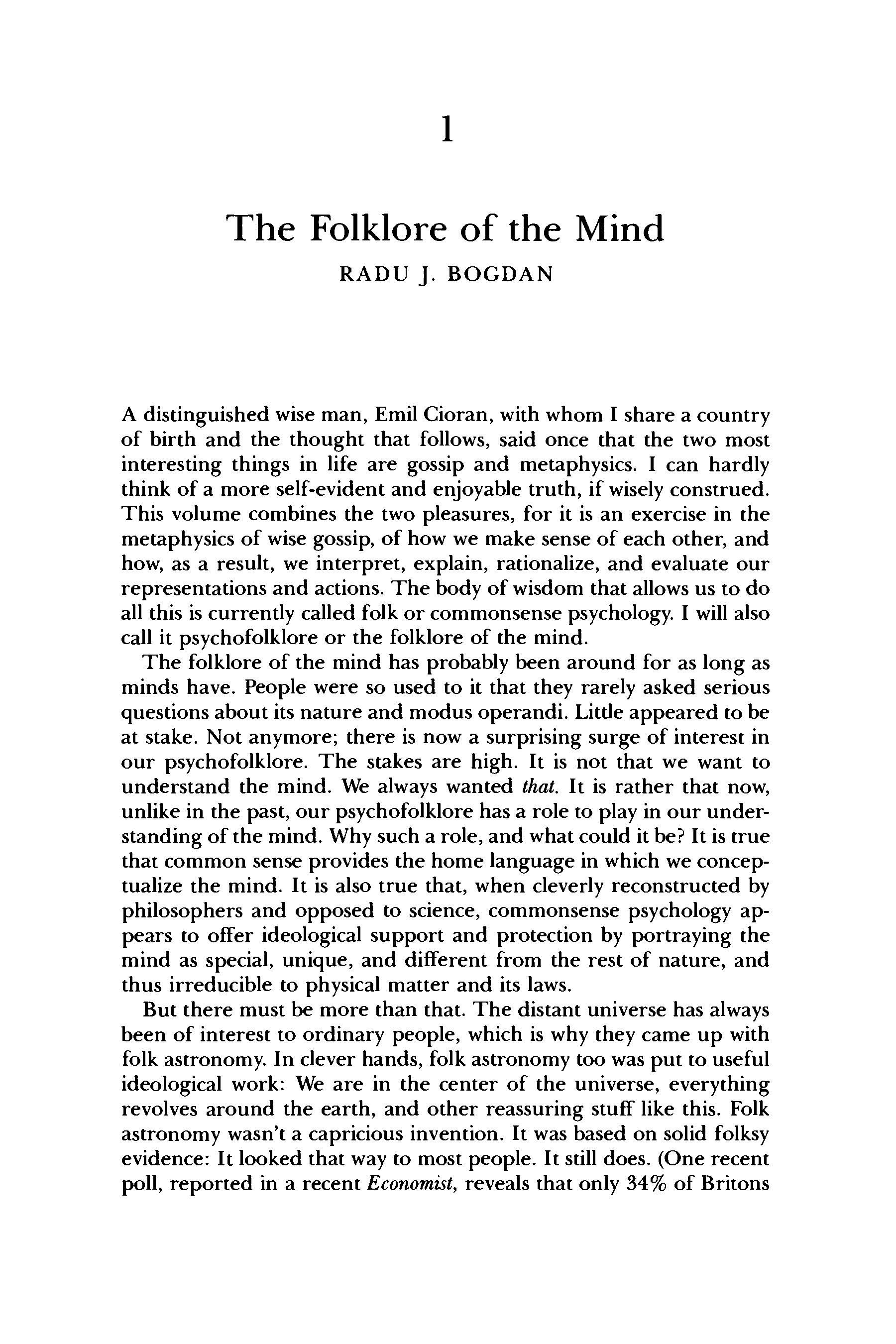 Mind and Common Sense