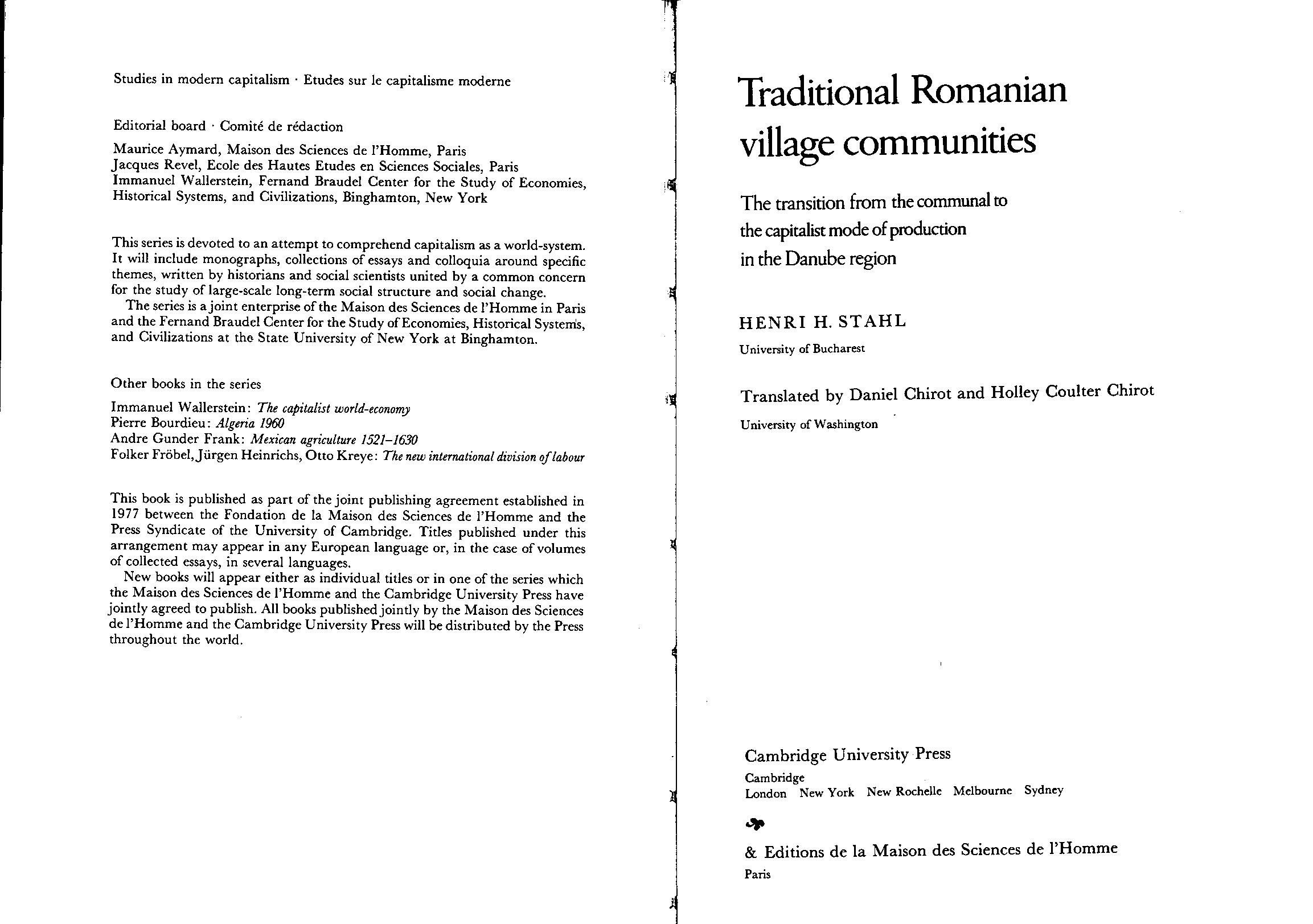 Traditional Romanian Village Communities: The Transition From The Communal To The Capitalist Mode Of Production In The Danube Region