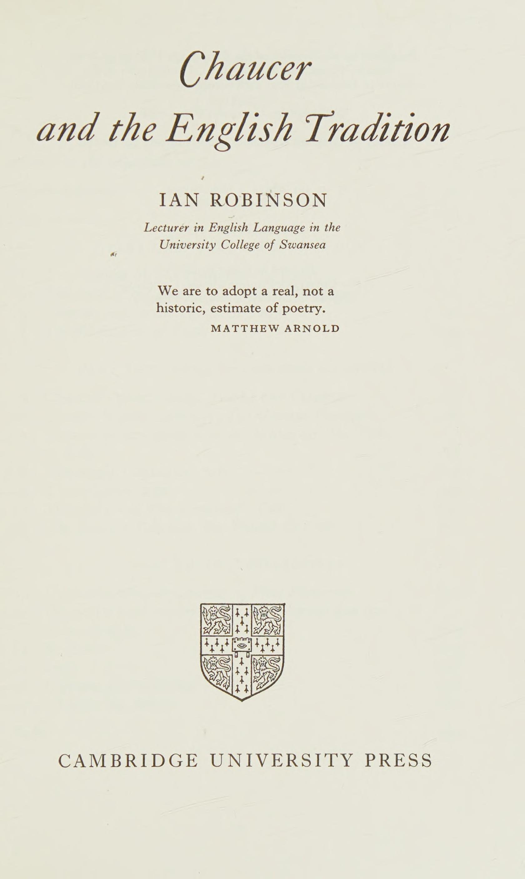 Chaucer and English Tradition