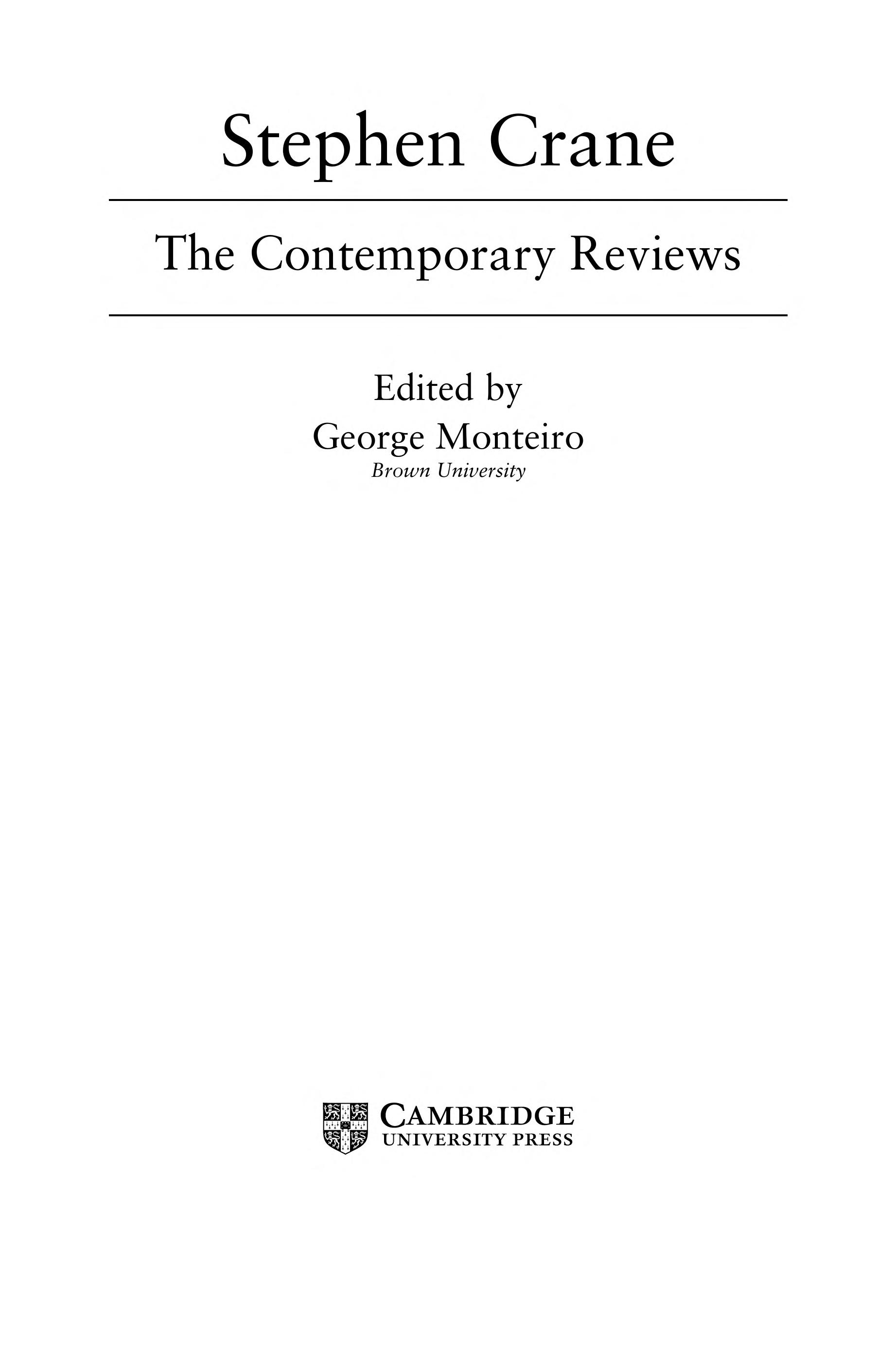 Stephen Crane: The Contemporary Reviews