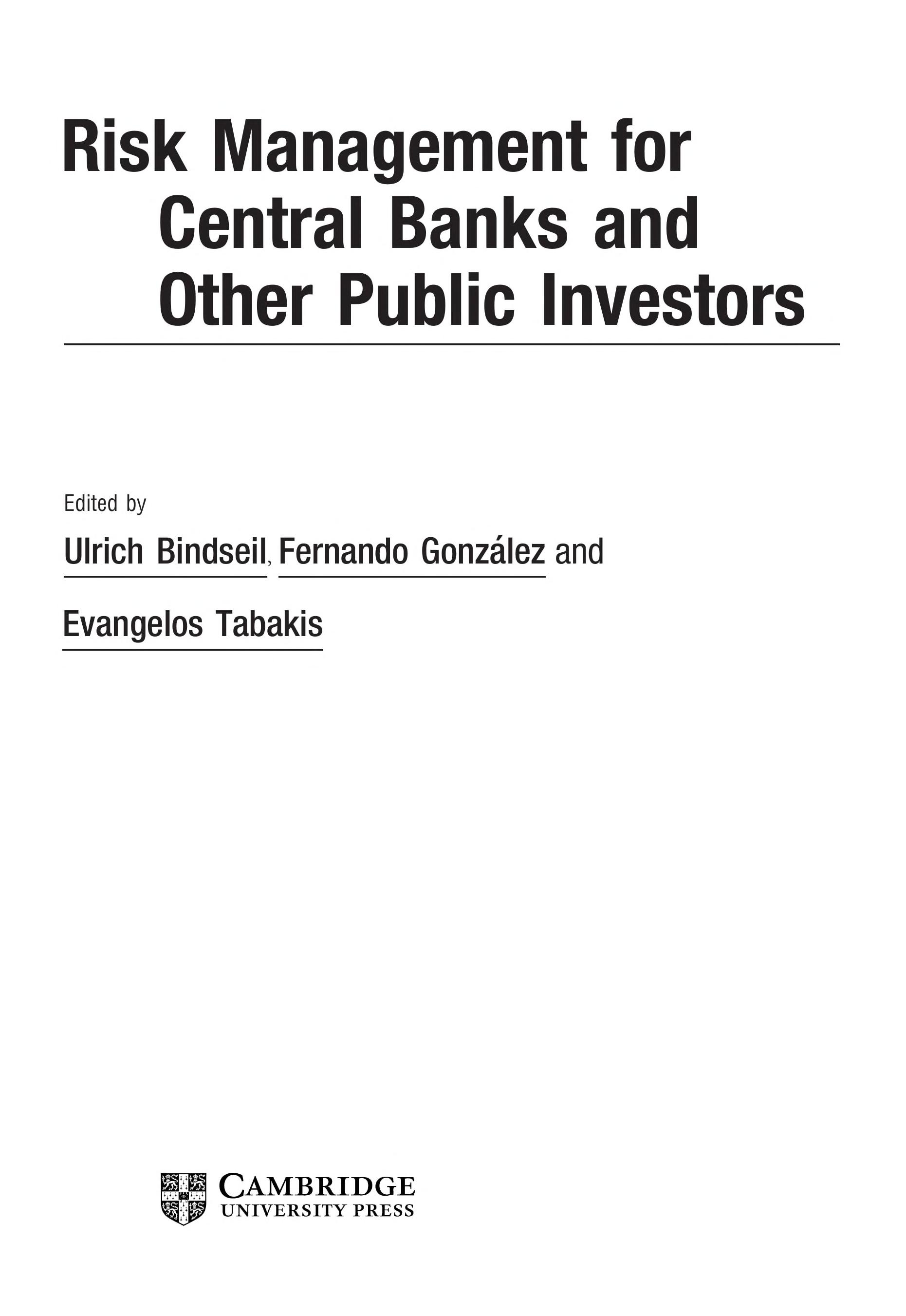 Risk Management for Central Banks and Other Public Investors