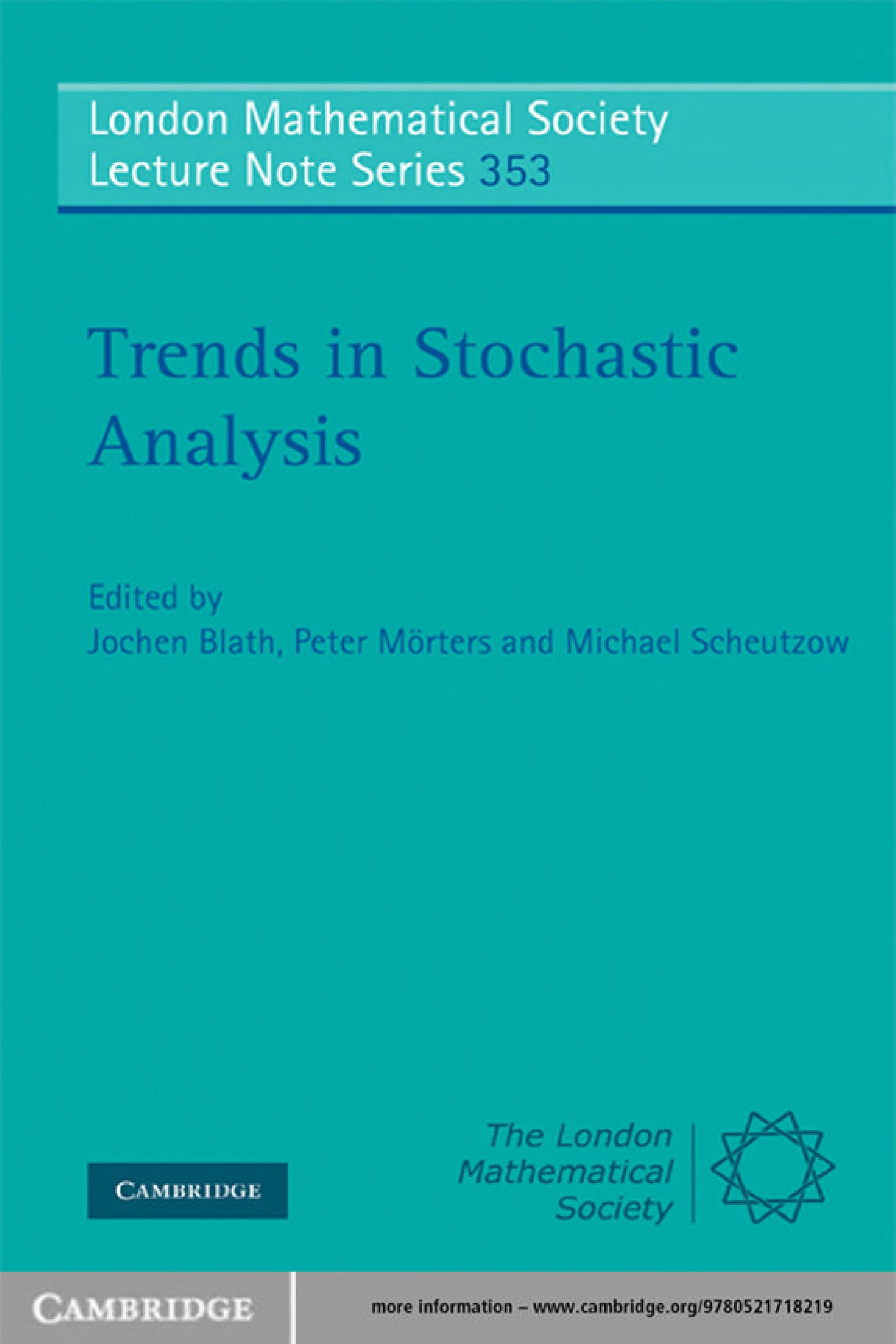 Trends In Stochastic Analysis: Festschrift In Honour Of Heinrich Von Weizsäcker