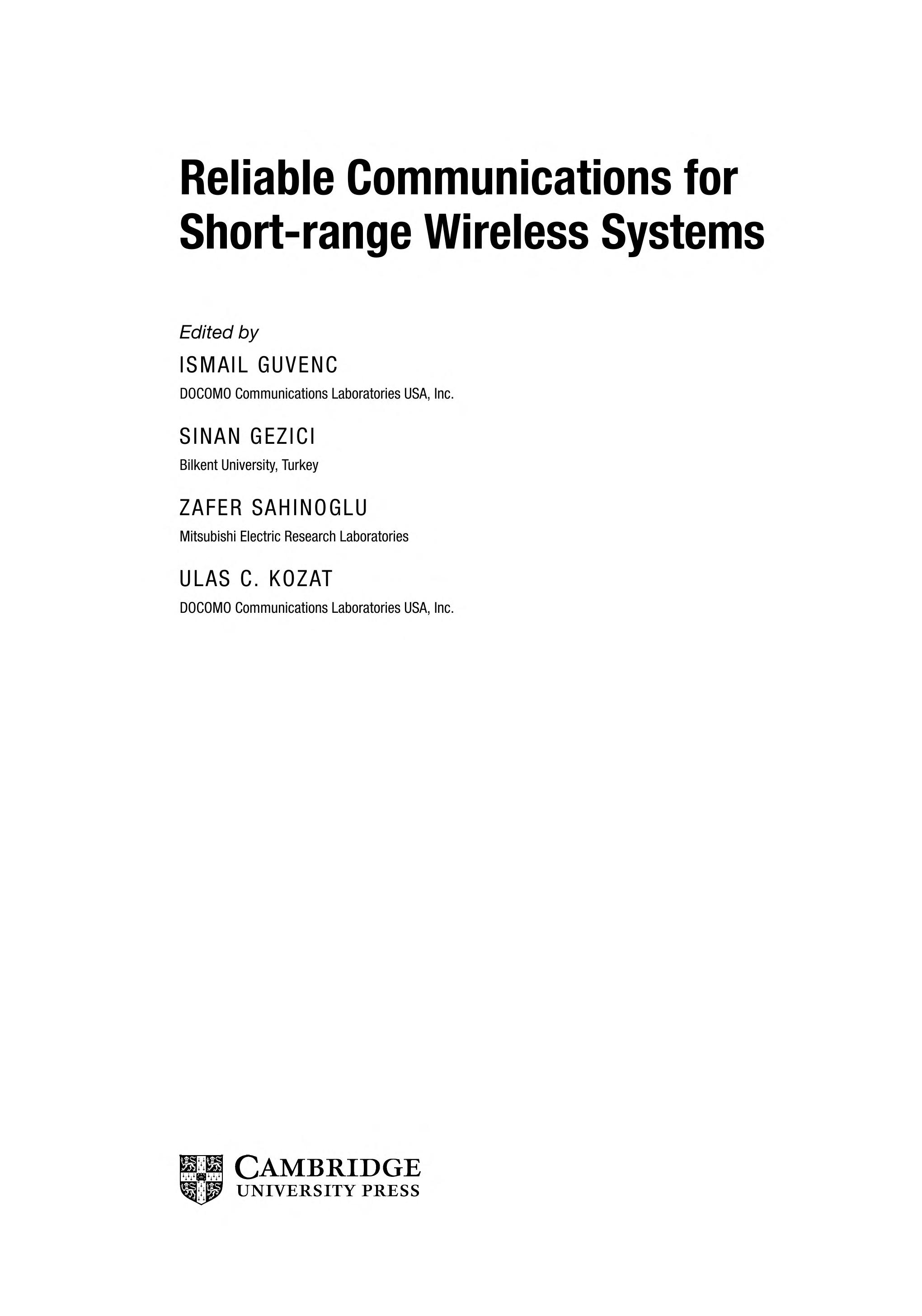 Reliable Communications for Short-Range Wireless Systems