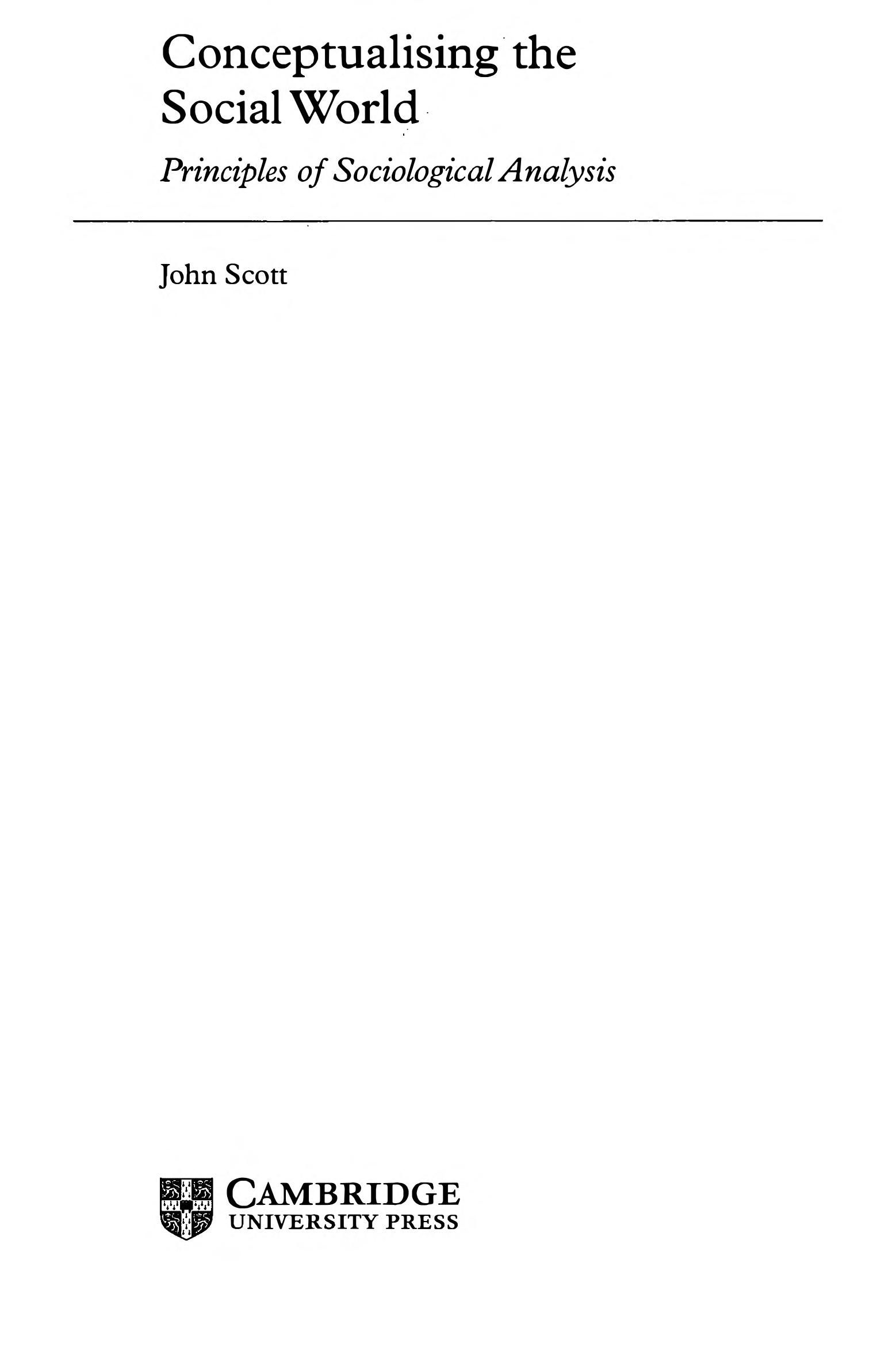 Conceptualising the Social World