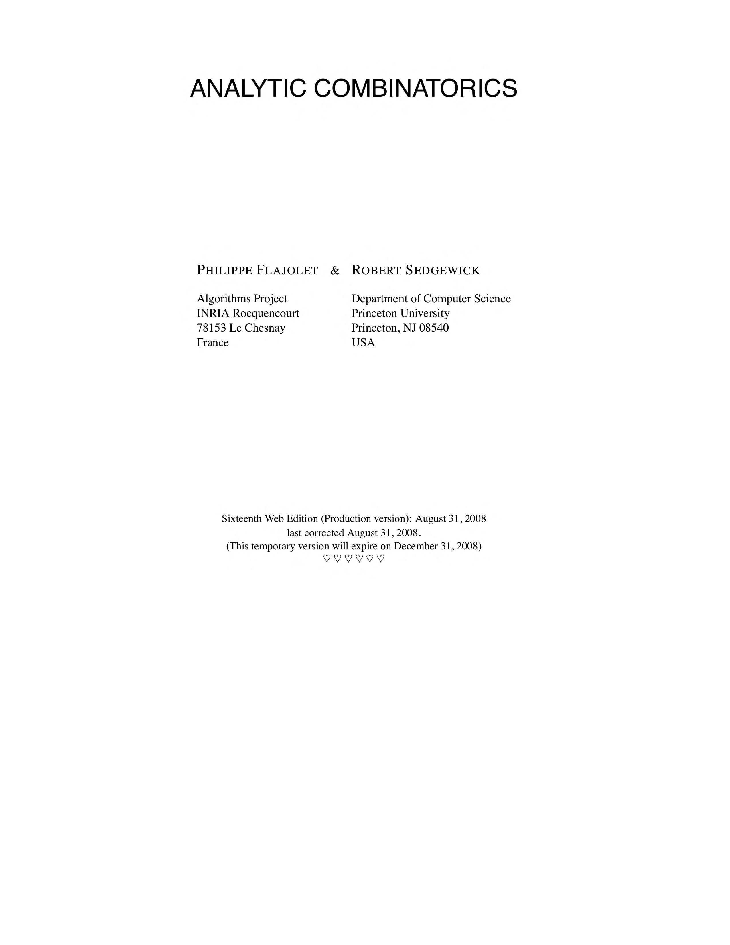 Analytic Combinatorics