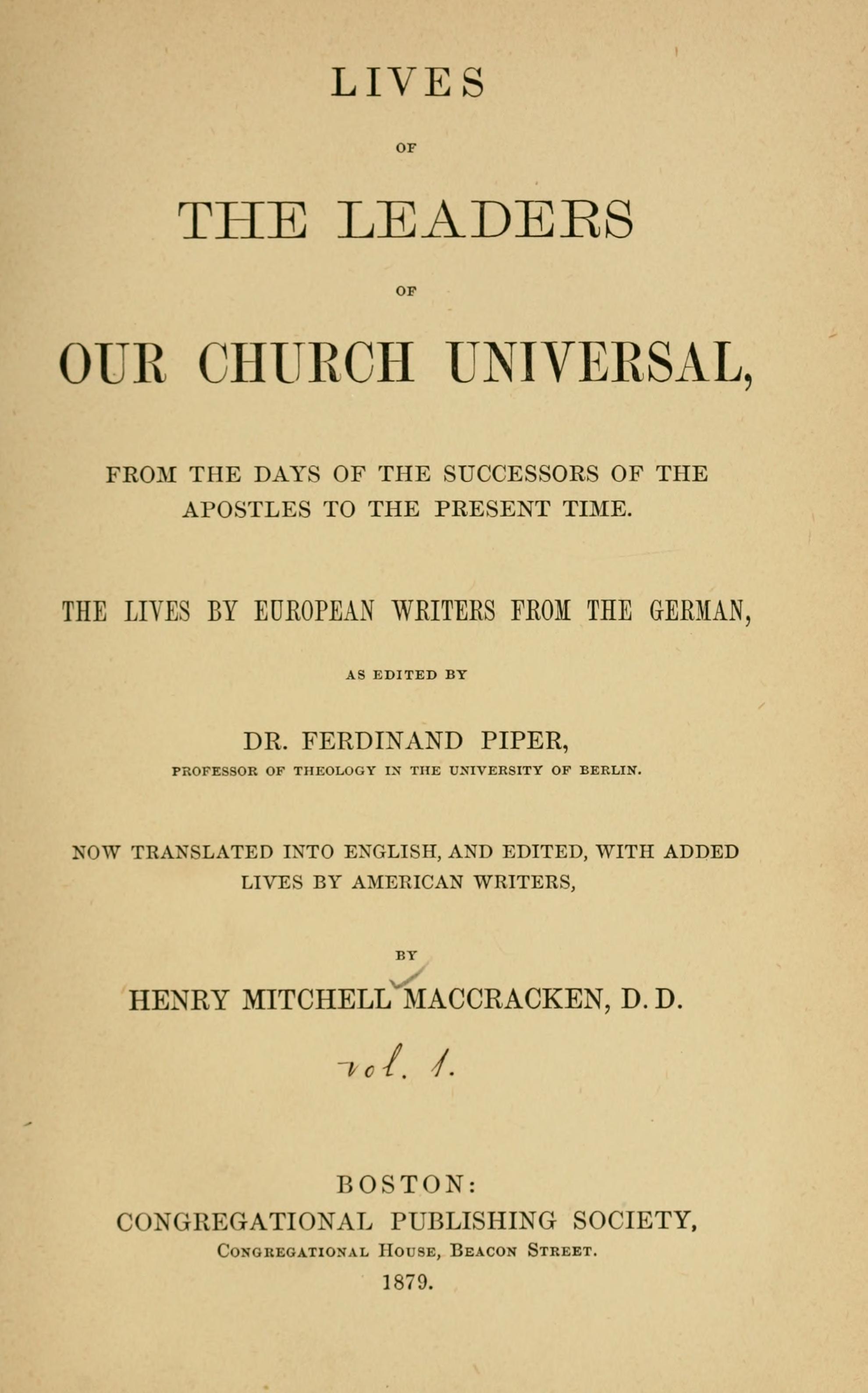 Lives of the Leaders of Our Church Universal