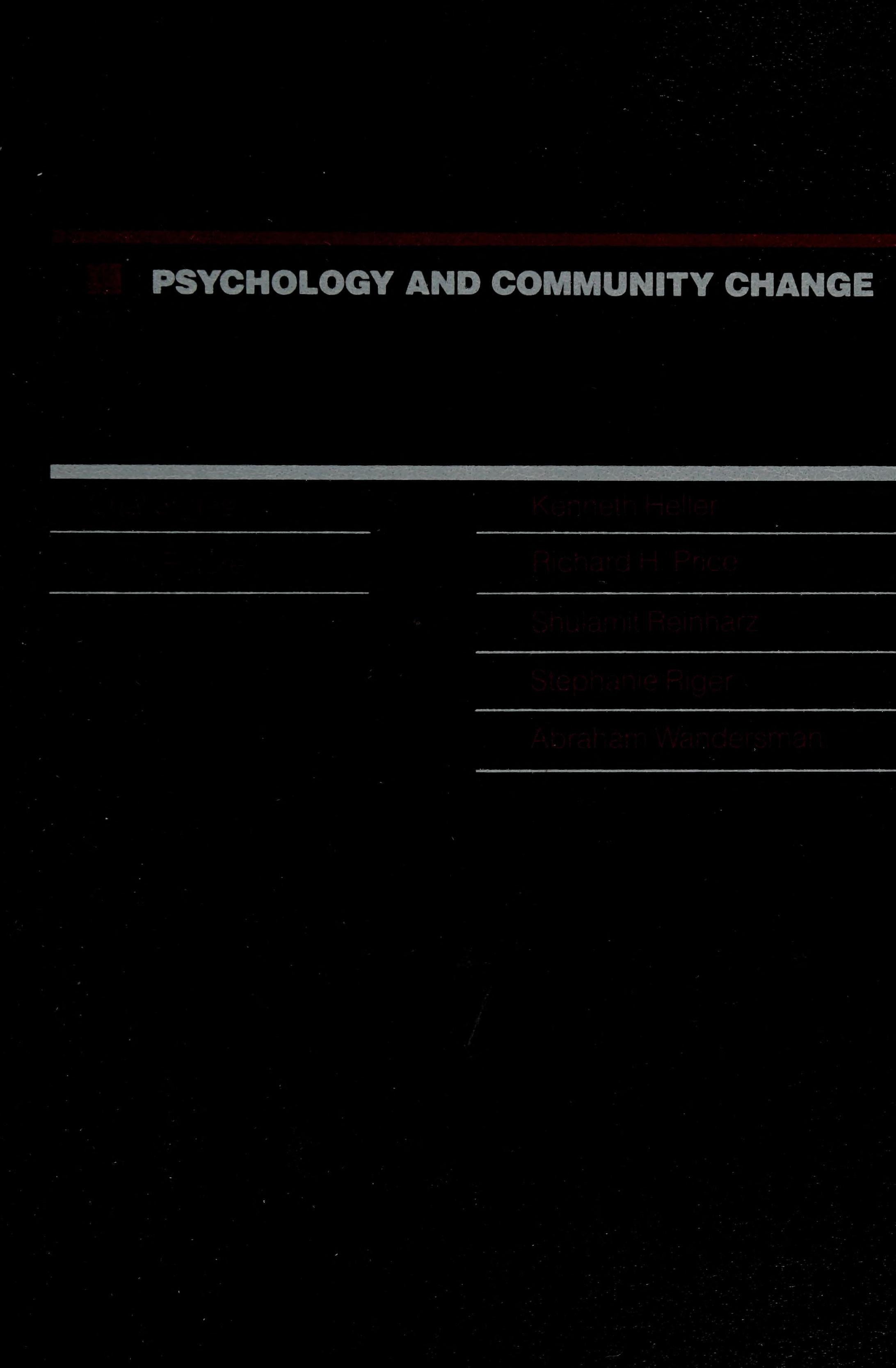 Psychology and Community Change