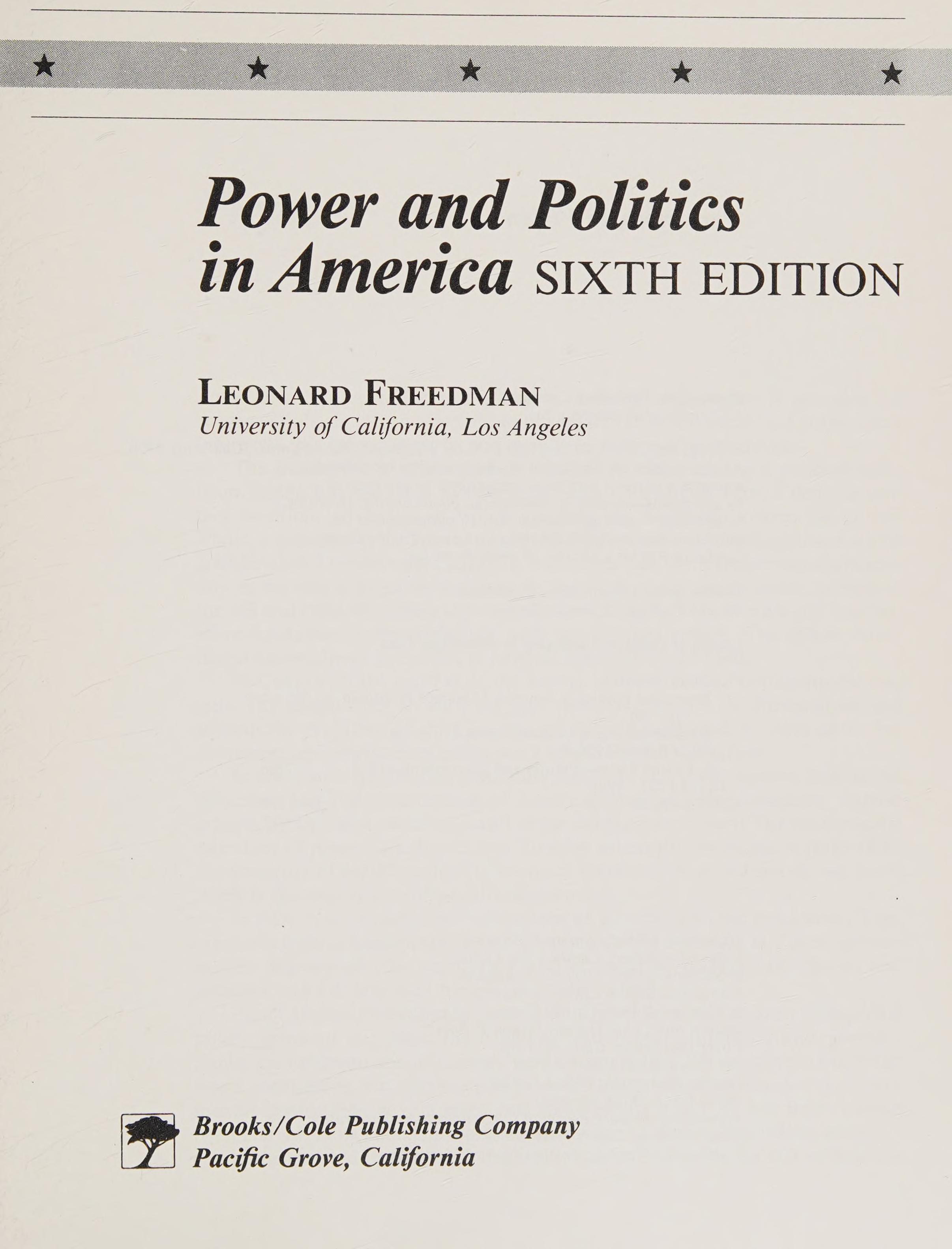 Power And Politics In America