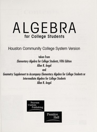 Algebra For College Students Houston Community College System Version
