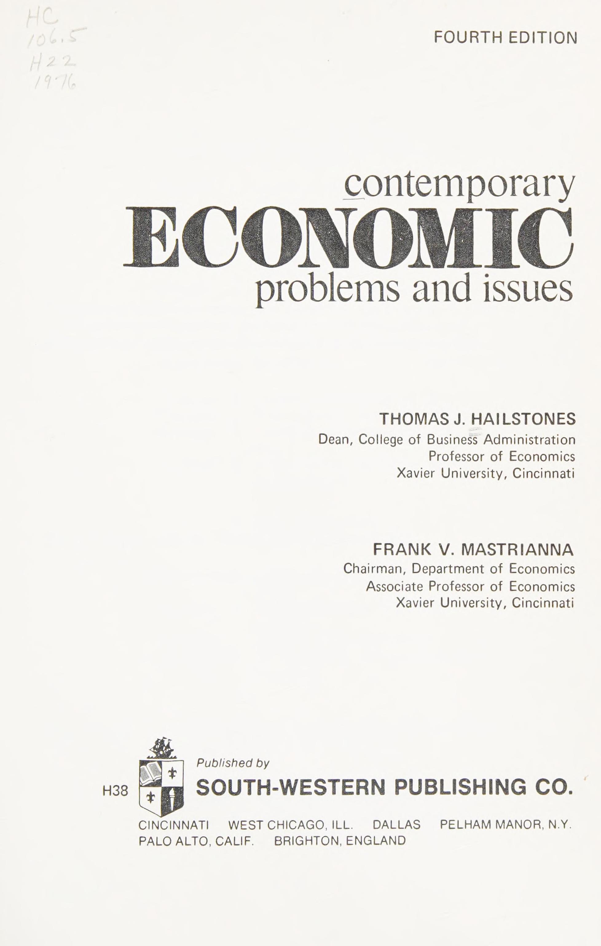 Contemporary Economic Problems And Issues